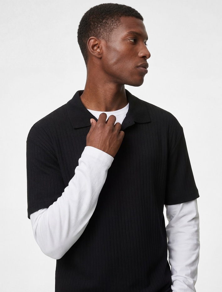  Kısa Kollu Pamuklu Slim Fit Polo Yaka Tişört