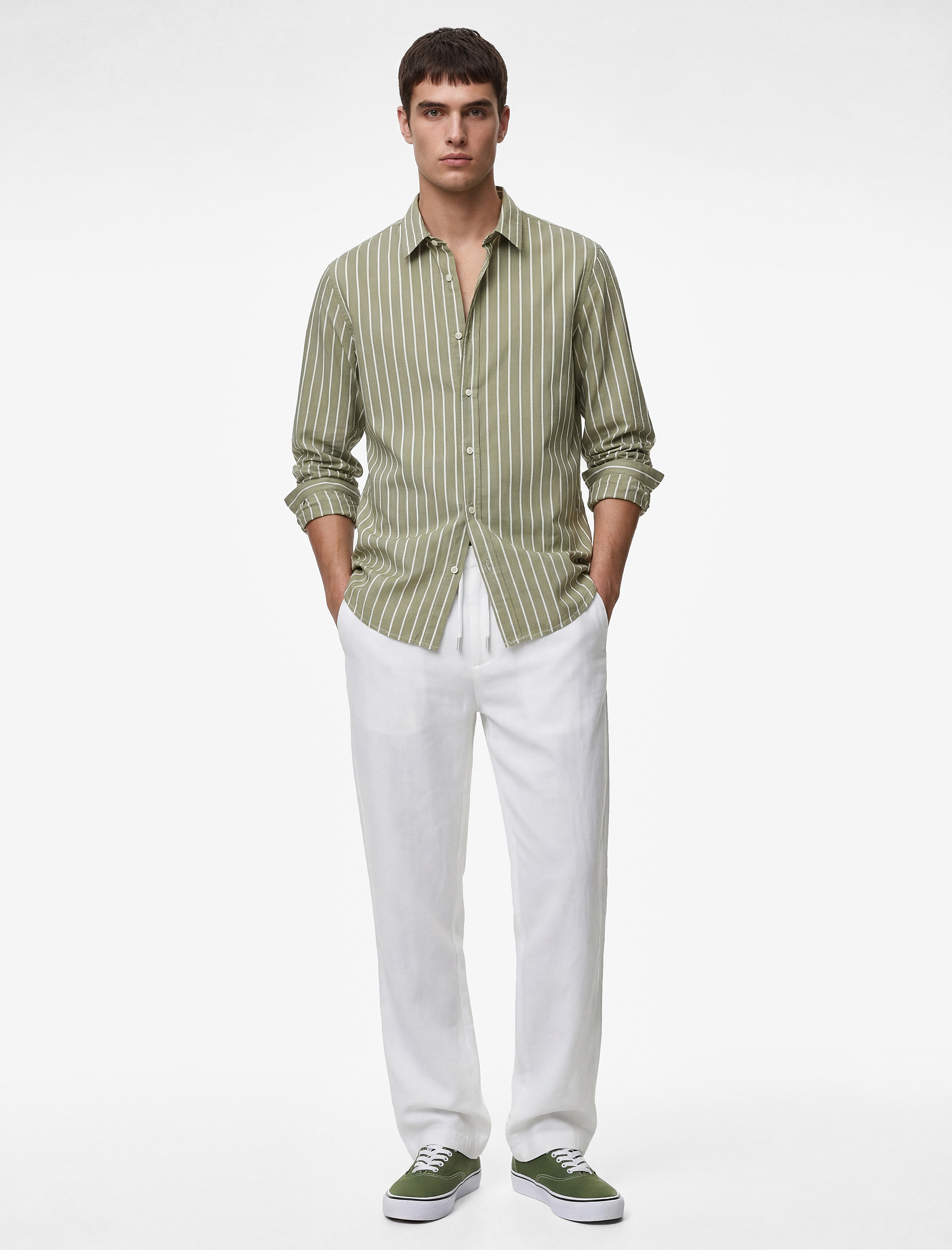 Straight Fit Cepli Pamuklu Beli Bağcıklı Pantolon