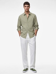 Straight Fit Cepli Pamuklu Beli Bağcıklı Pantolon