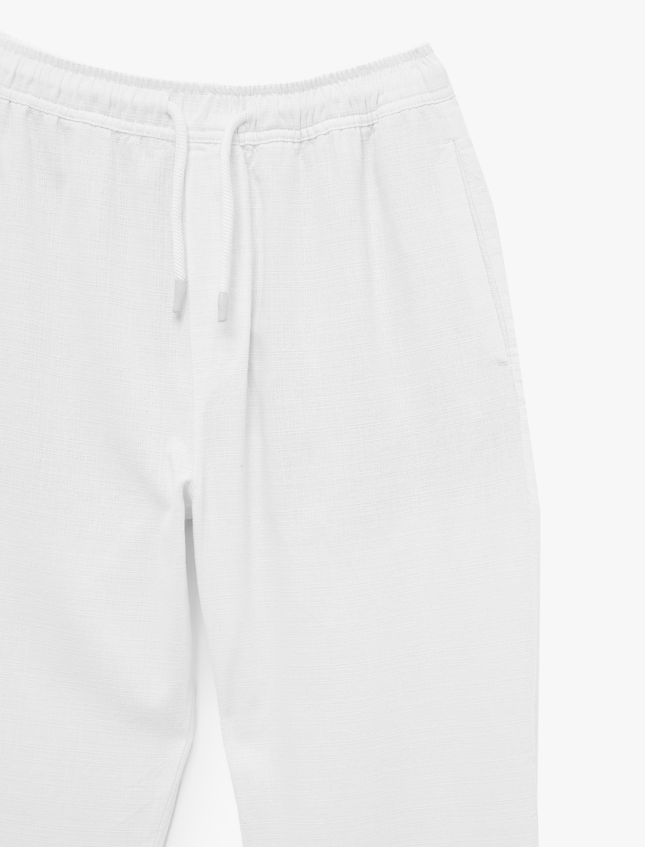 Straight Fit Cepli Pamuklu Beli Bağcıklı Pantolon - Görsel 4