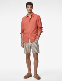 Regular Fit Uzun Kollu Klasik Yaka Düğmeli Pamuklu Gömlek