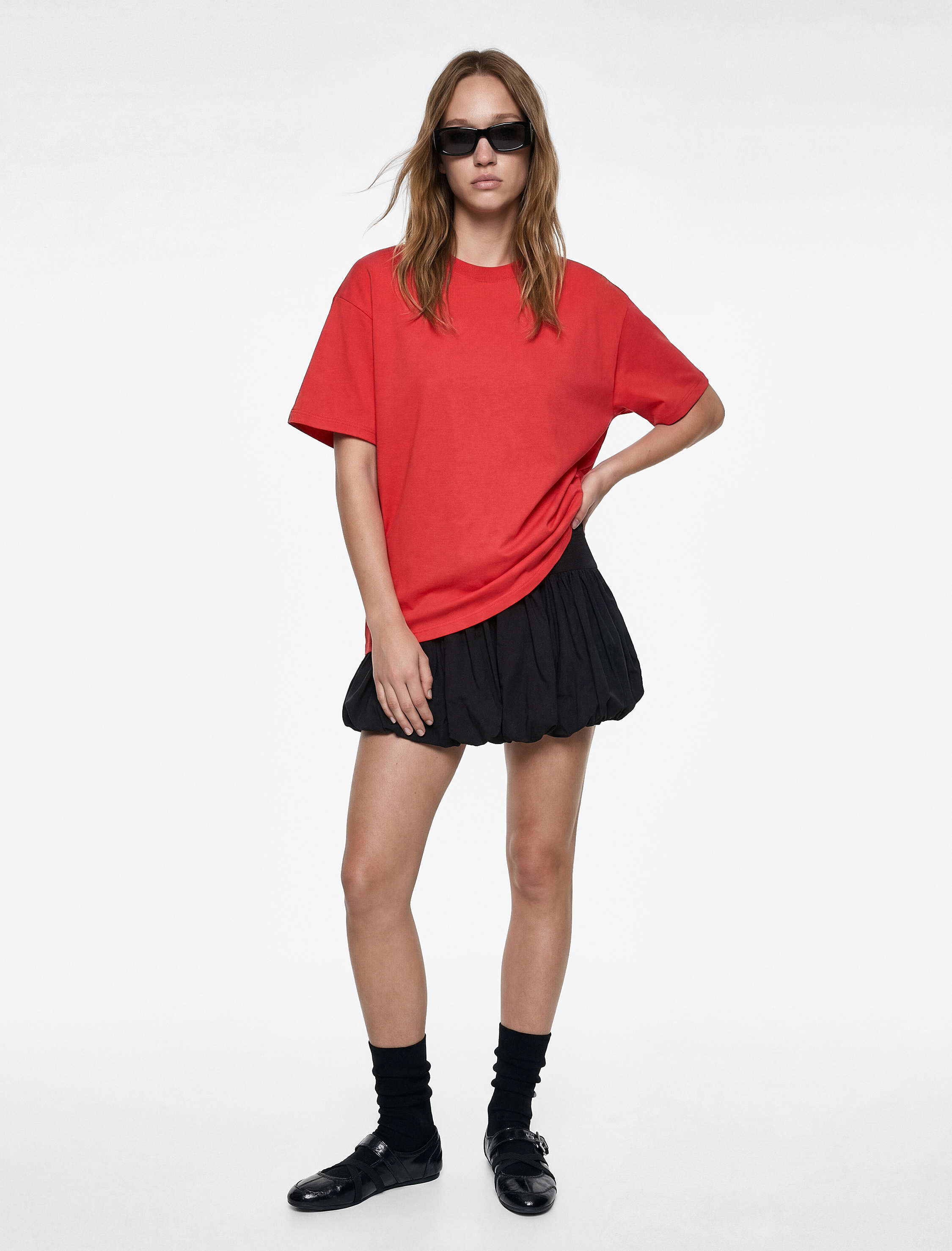   Rahat Kalıp Kısa Kollu Bisiklet Yaka Pamuklu Basic Tişört