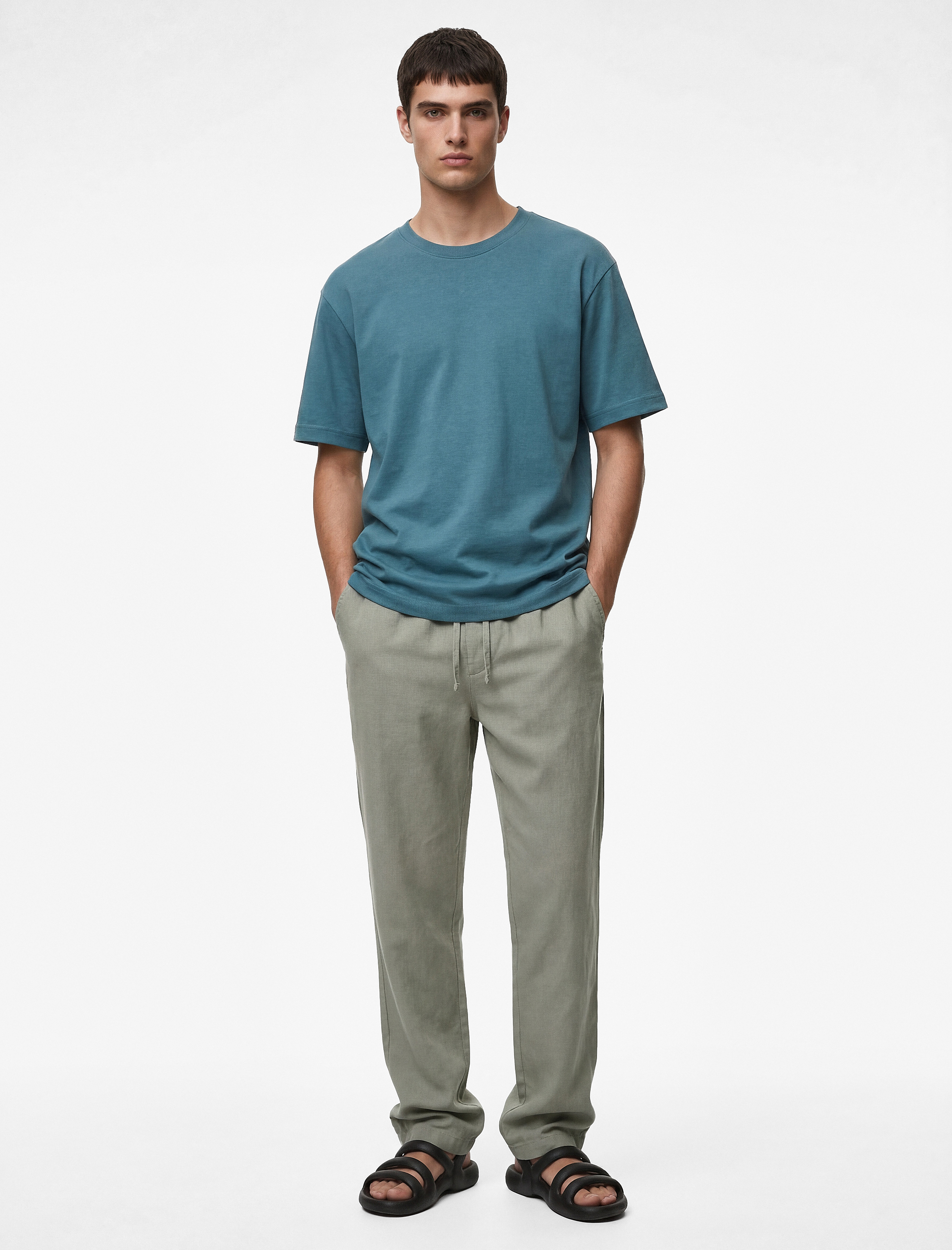   Regular Fit Kısa Kollu Pamuklu Bisiklet Yaka Tişört