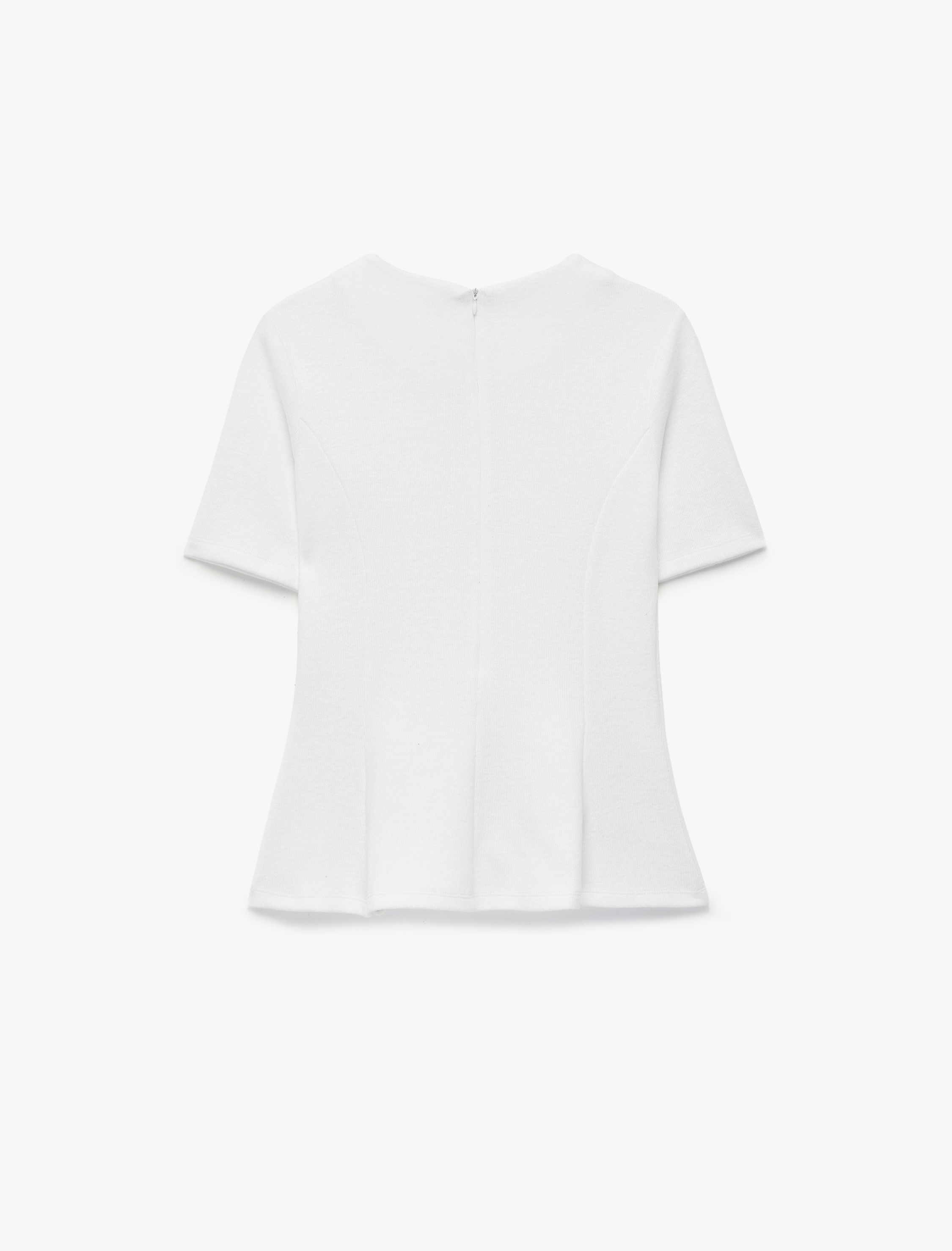   Slim Fit Kısa Kollu Bisiklet Yaka Peplum Tişört
