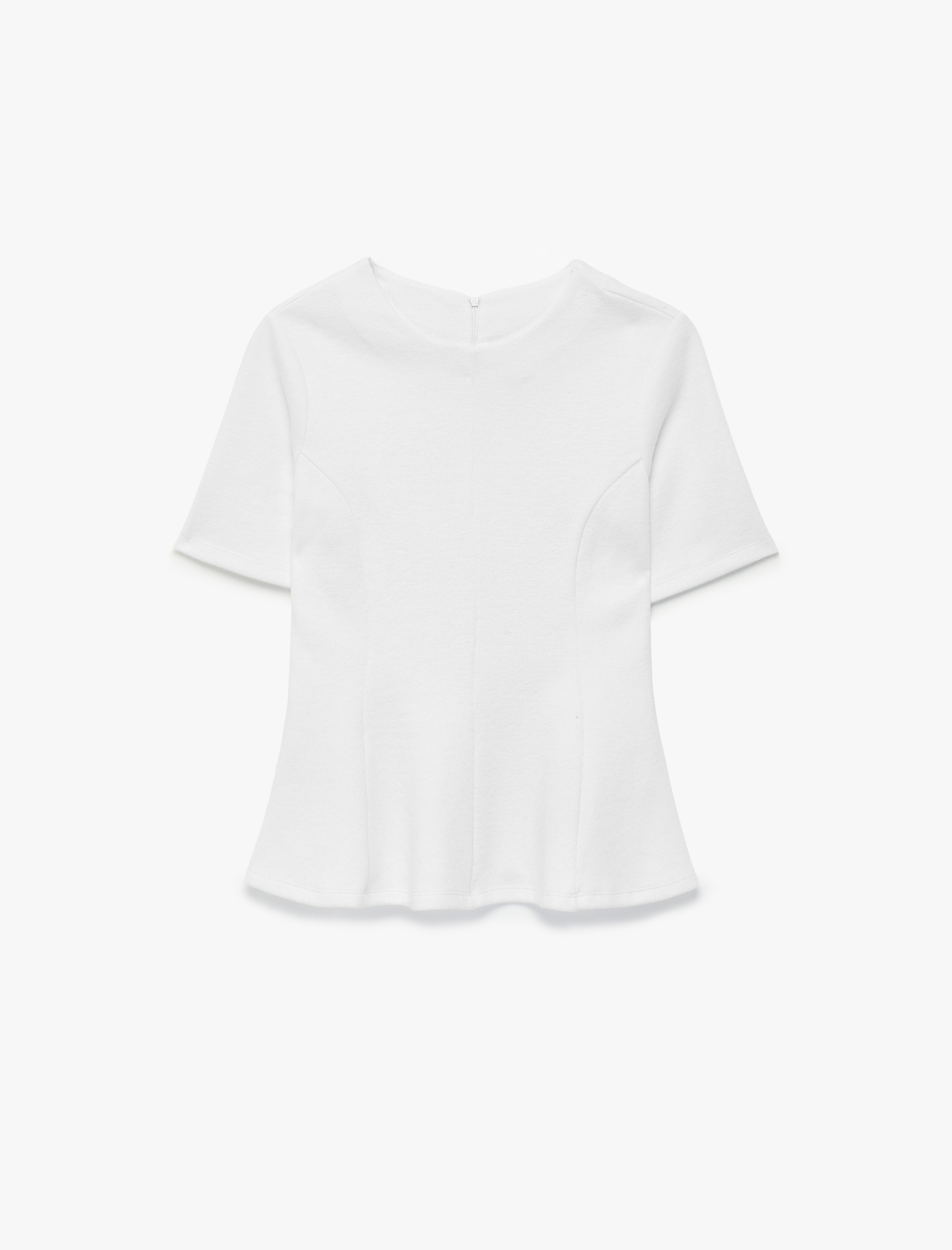   Slim Fit Kısa Kollu Bisiklet Yaka Peplum Tişört