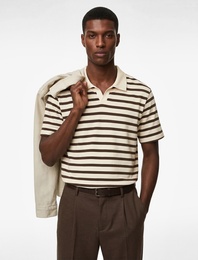 Regular Fit Kısa Kollu Polo Yaka Çizgili Tişört