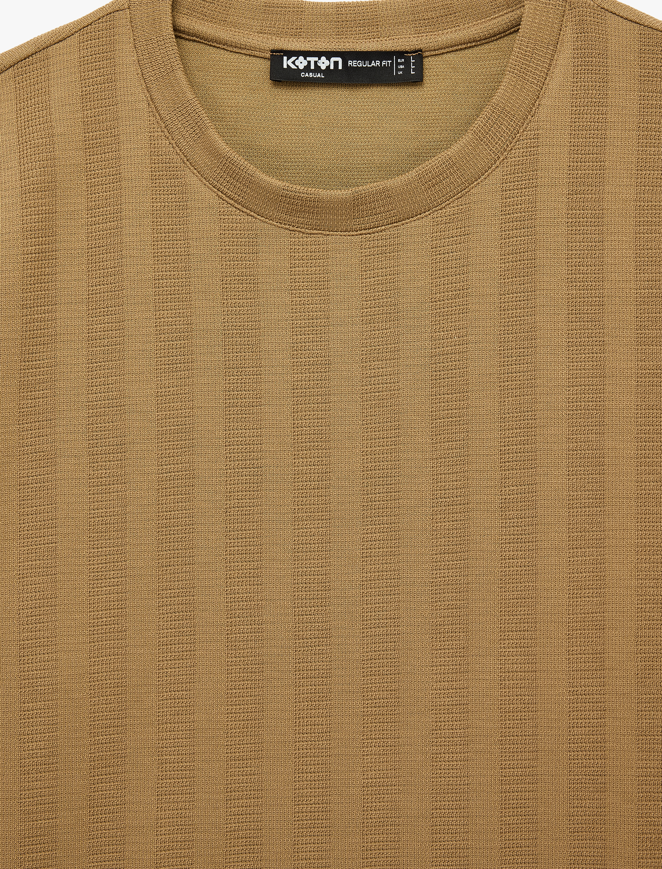   Regular Fit Kısa Kollu Dokulu Bisiklet Yaka Tişört