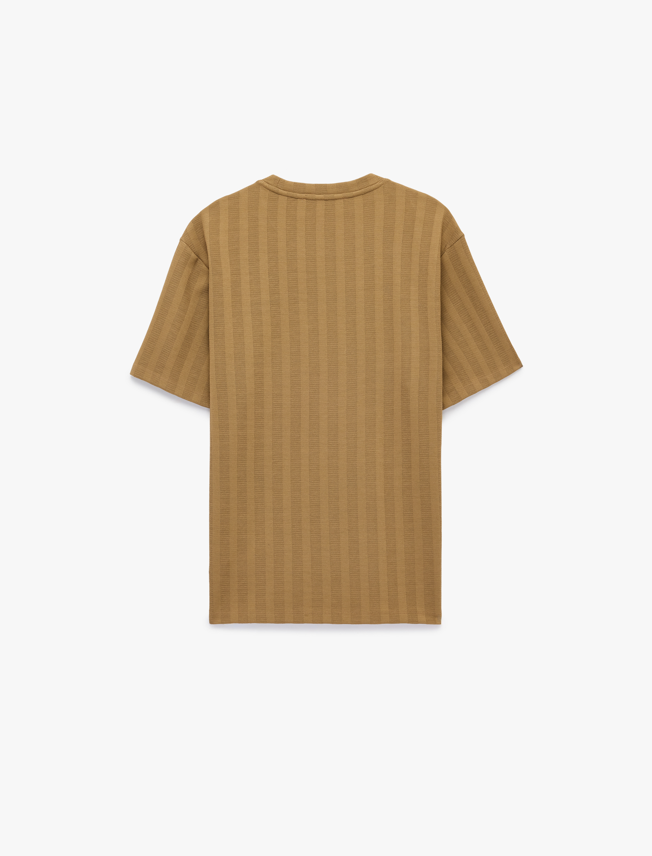   Regular Fit Kısa Kollu Dokulu Bisiklet Yaka Tişört