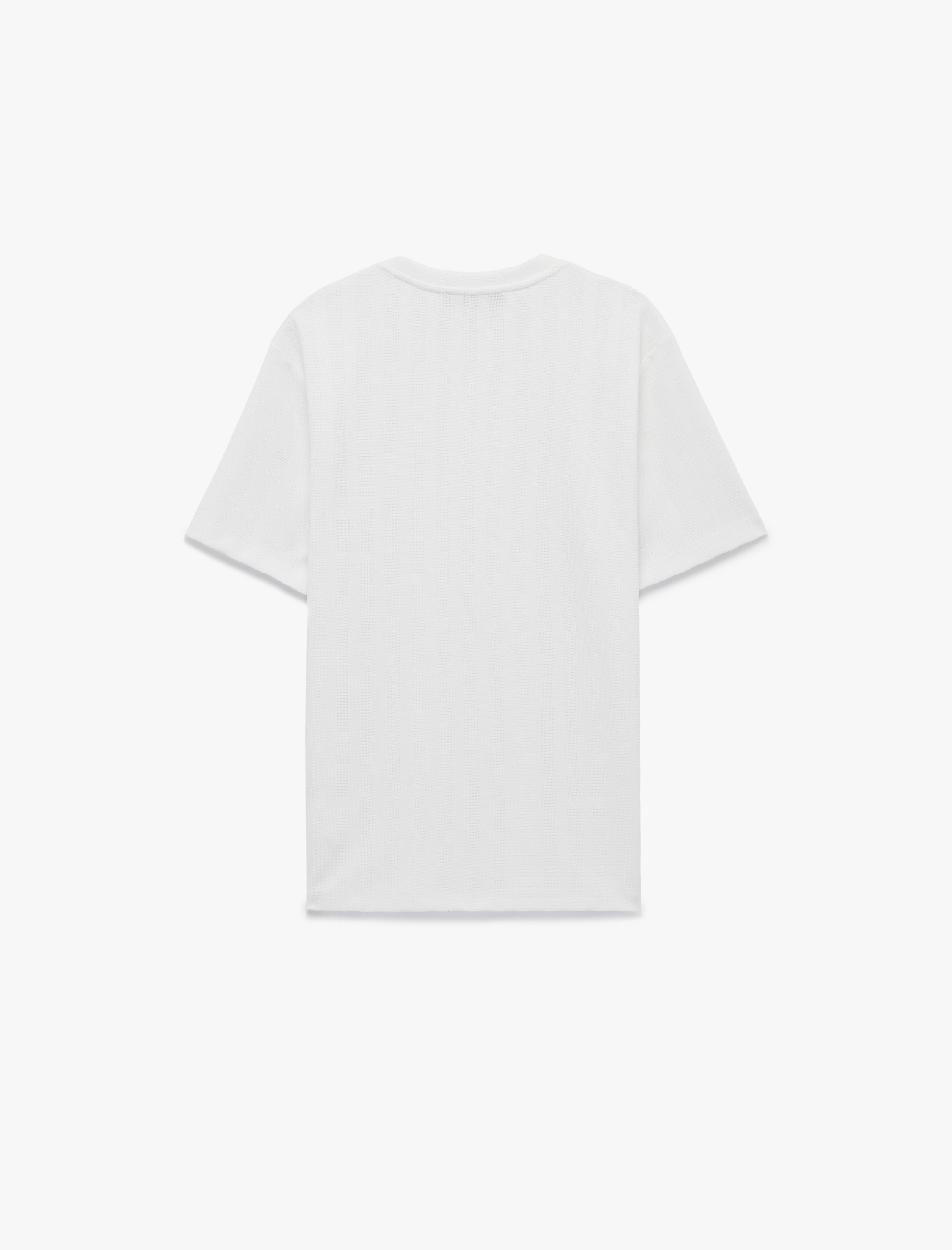   Regular Fit Kısa Kollu Dokulu Bisiklet Yaka Tişört