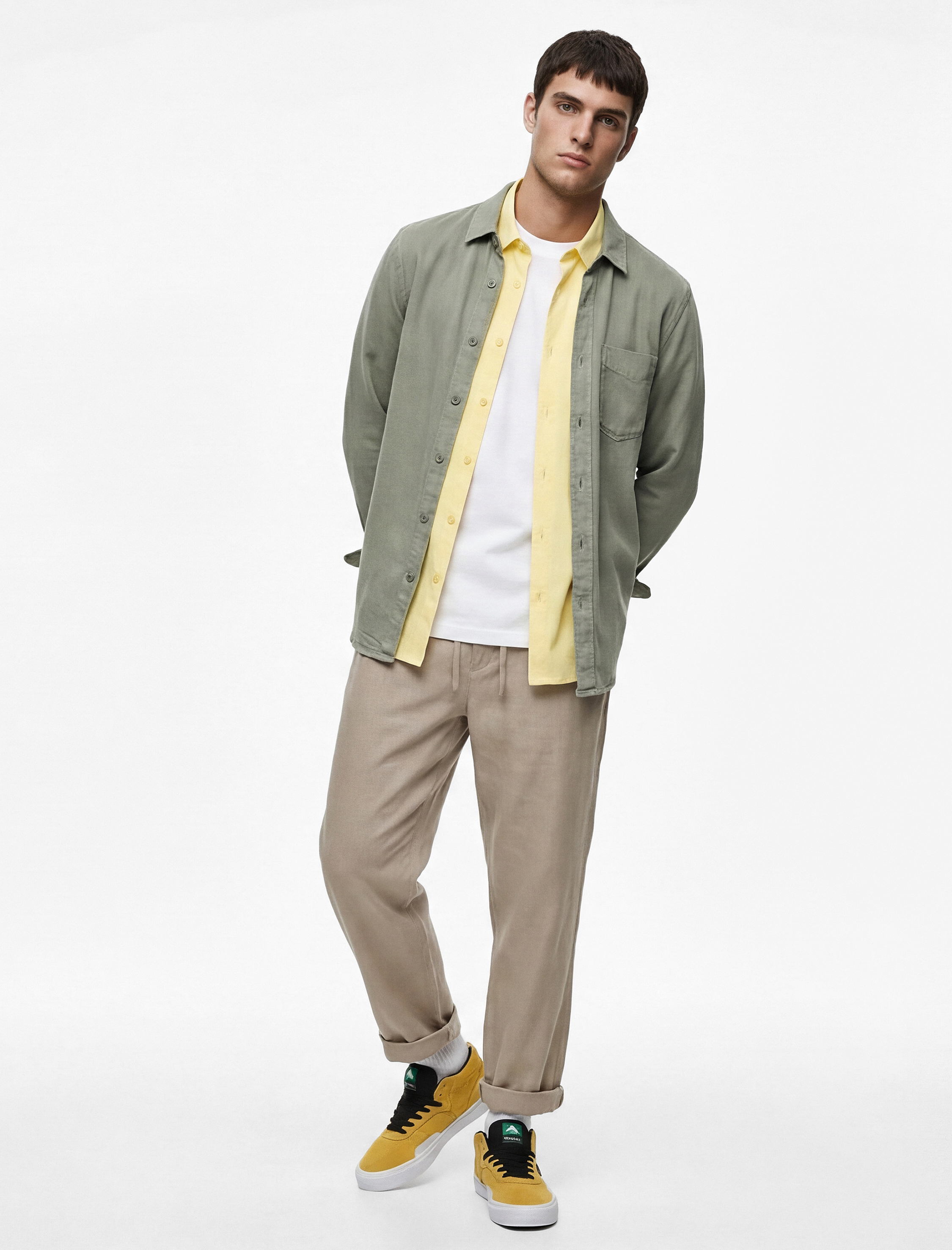 Regular Fit Düğmeli Uzun Kollu Klasik Yaka Gömlek - Görsel 2