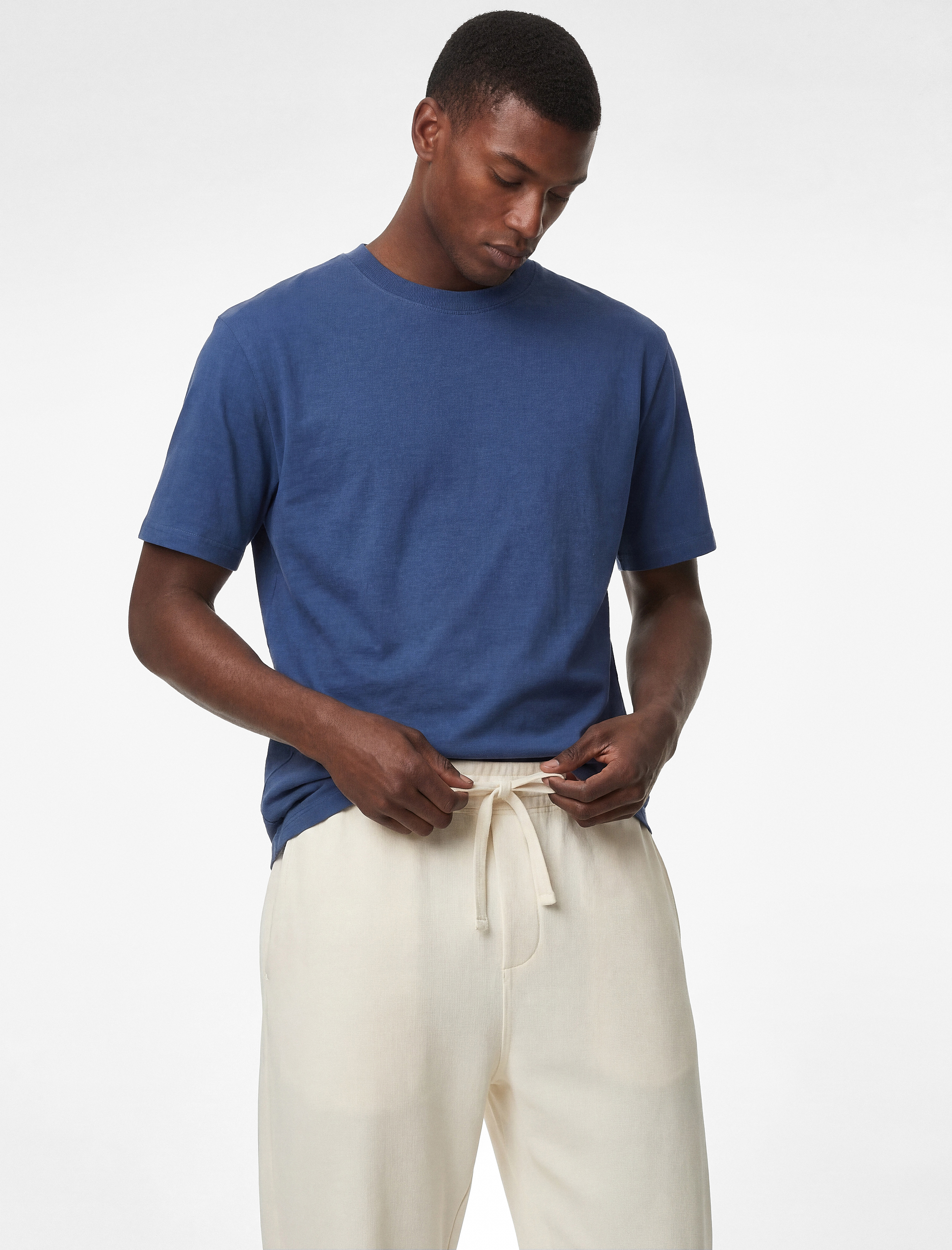   Bisiklet Yaka Rahat Kalıp Pamuklu Kısa Kollu Basic Spor Tişört