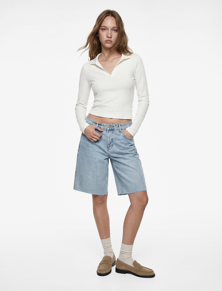  Kaşkorse Uzun Kollu Slim Fit Polo Yaka Tişört