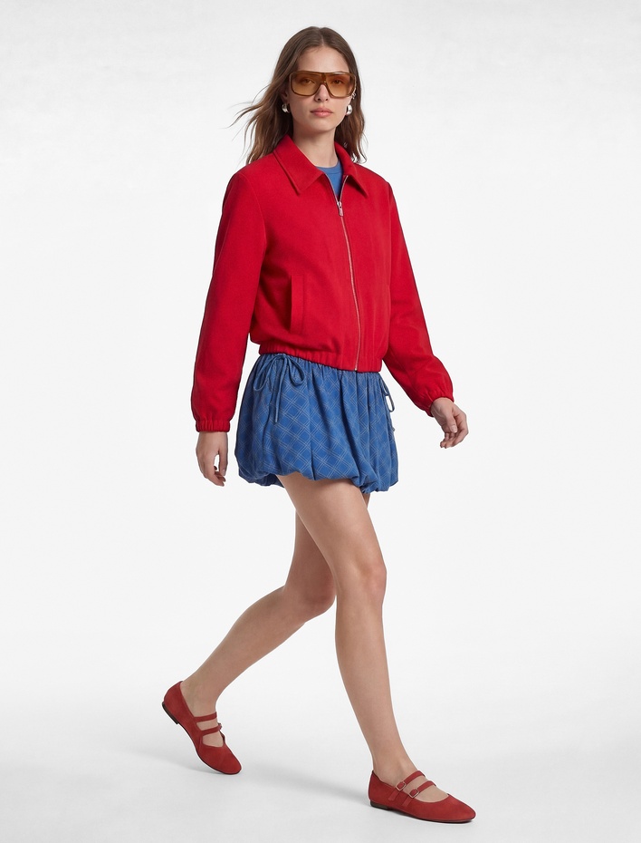  Cepli Uzun Kollu Fermuarlı Bomber Ceket