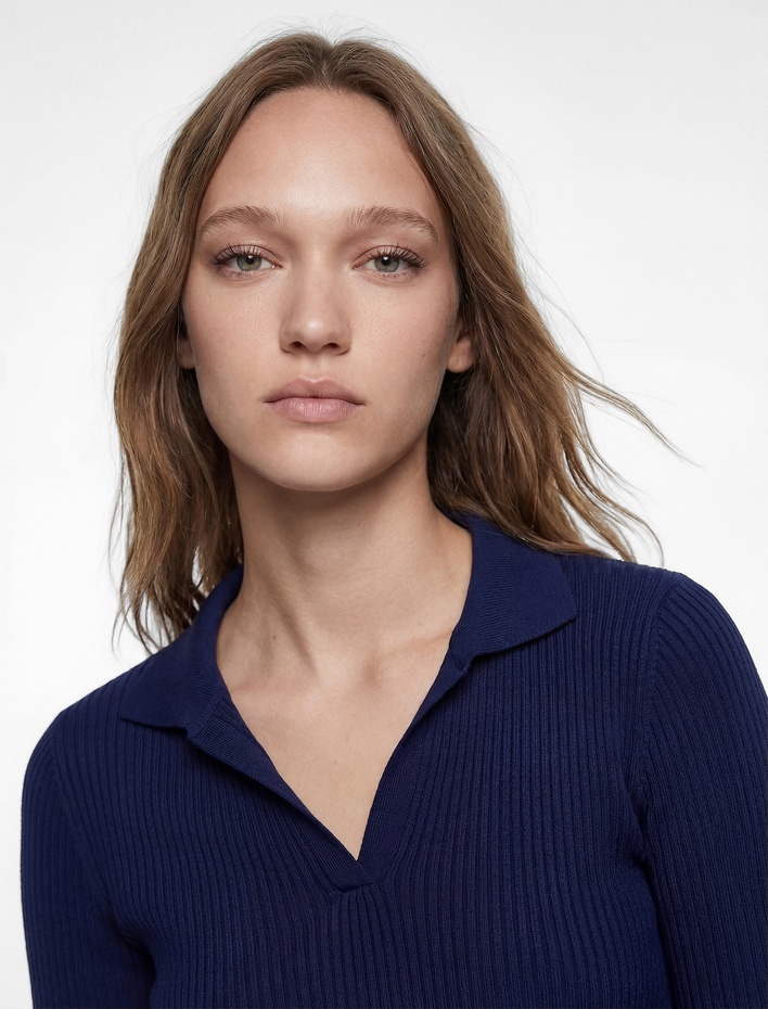  Kaşkorse Uzun Kollu Slim Fit Polo Yaka Tişört