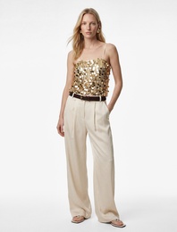 İnce Askılı Pullu Payetli Bluz