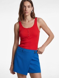 Pamuklu Slim Fit Süs Düğmeli U Yaka Fitilli Atlet