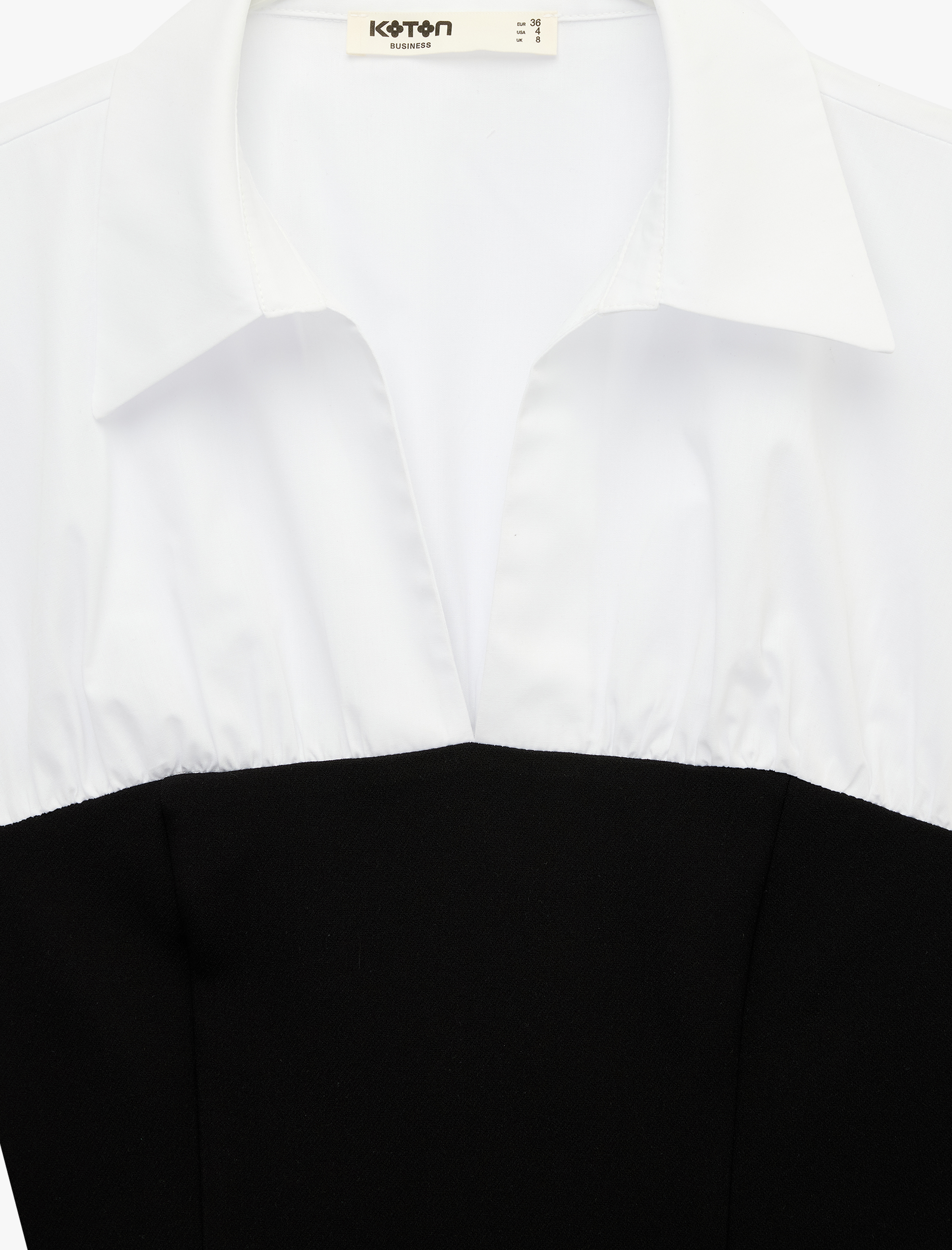 Pamuklu Slim Fit Renk Kontrastlı Kısa Kollu Korse Detaylı Gömlek - Görsel 5