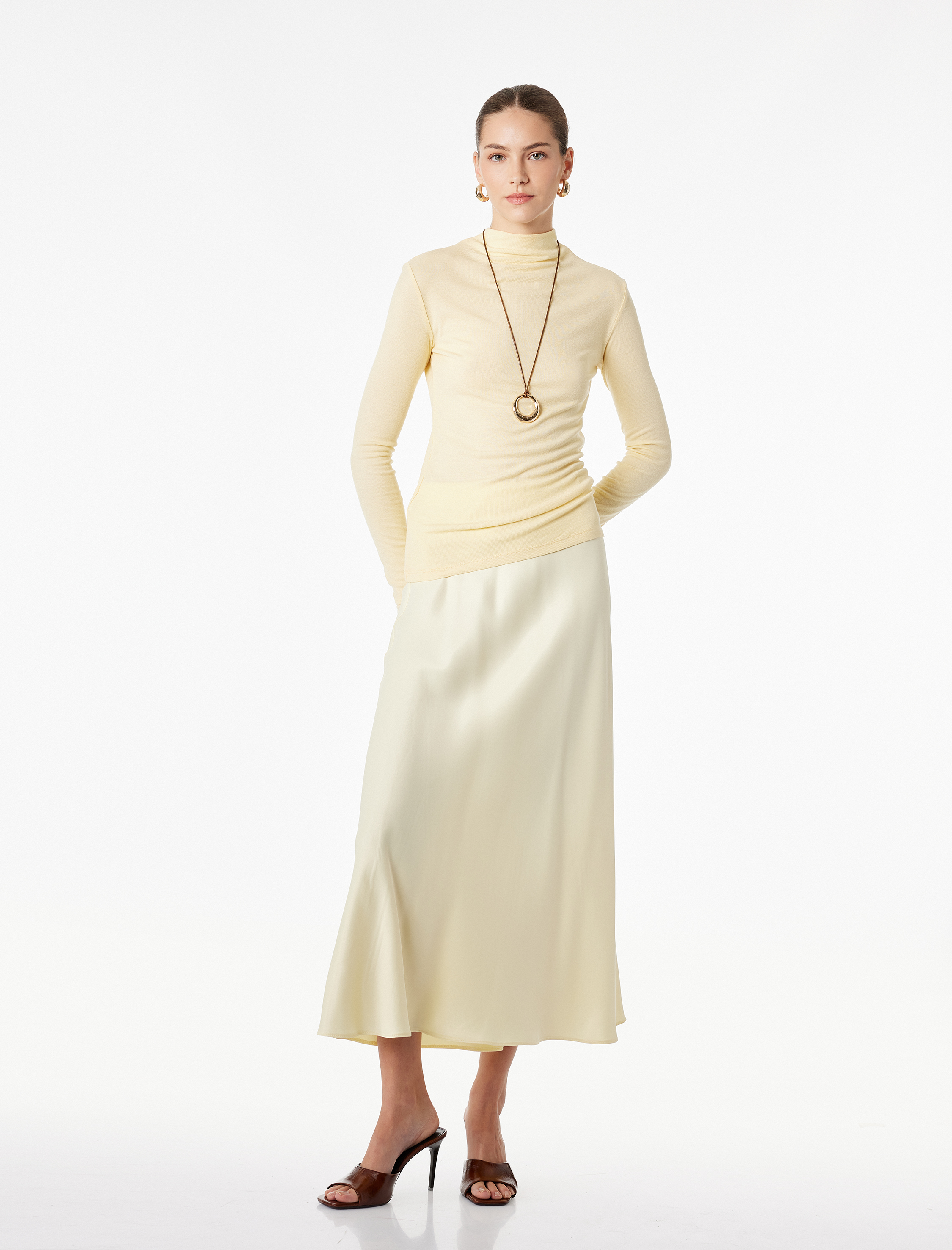   Balık Kesim Midi Saten Etek