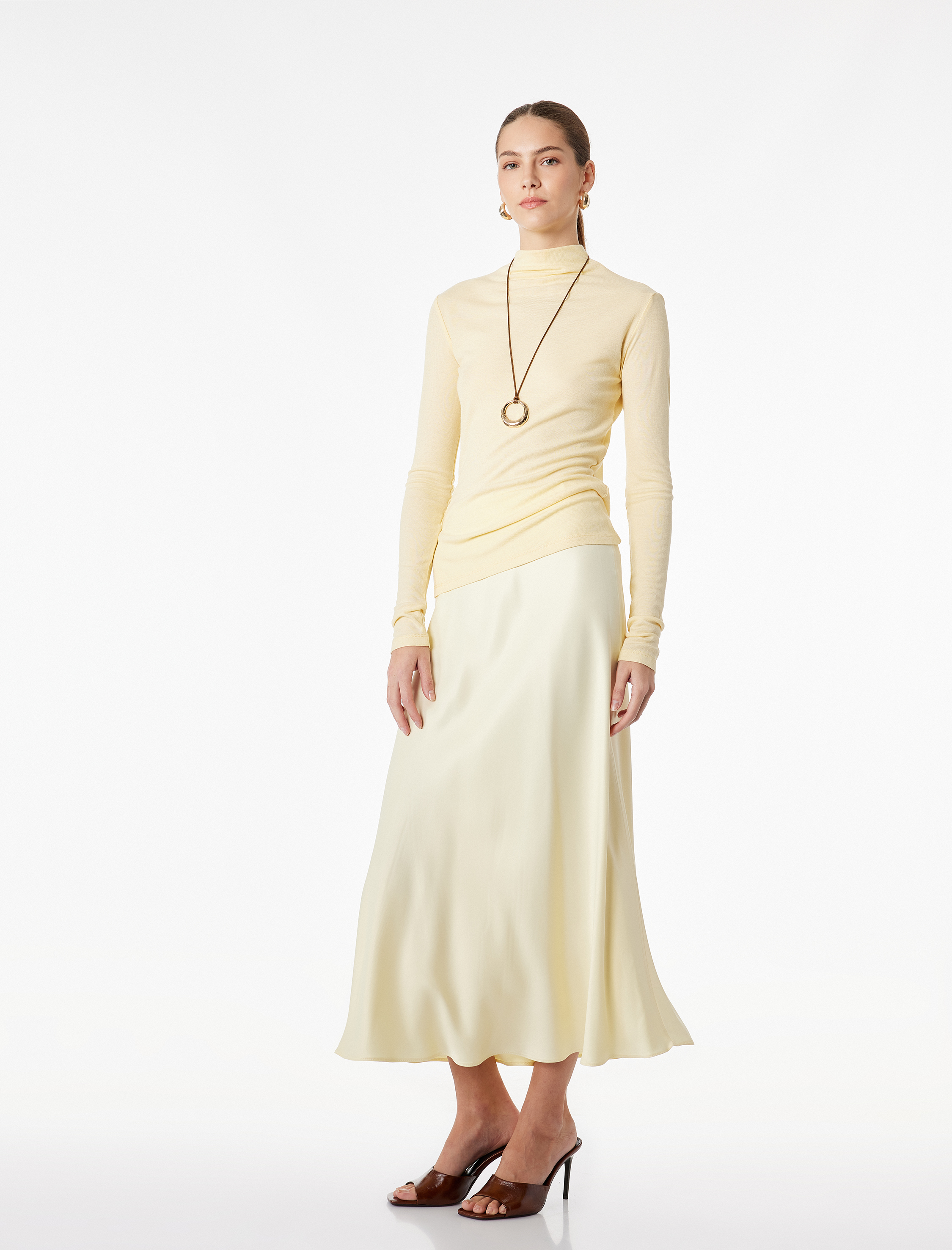   Balık Kesim Midi Saten Etek