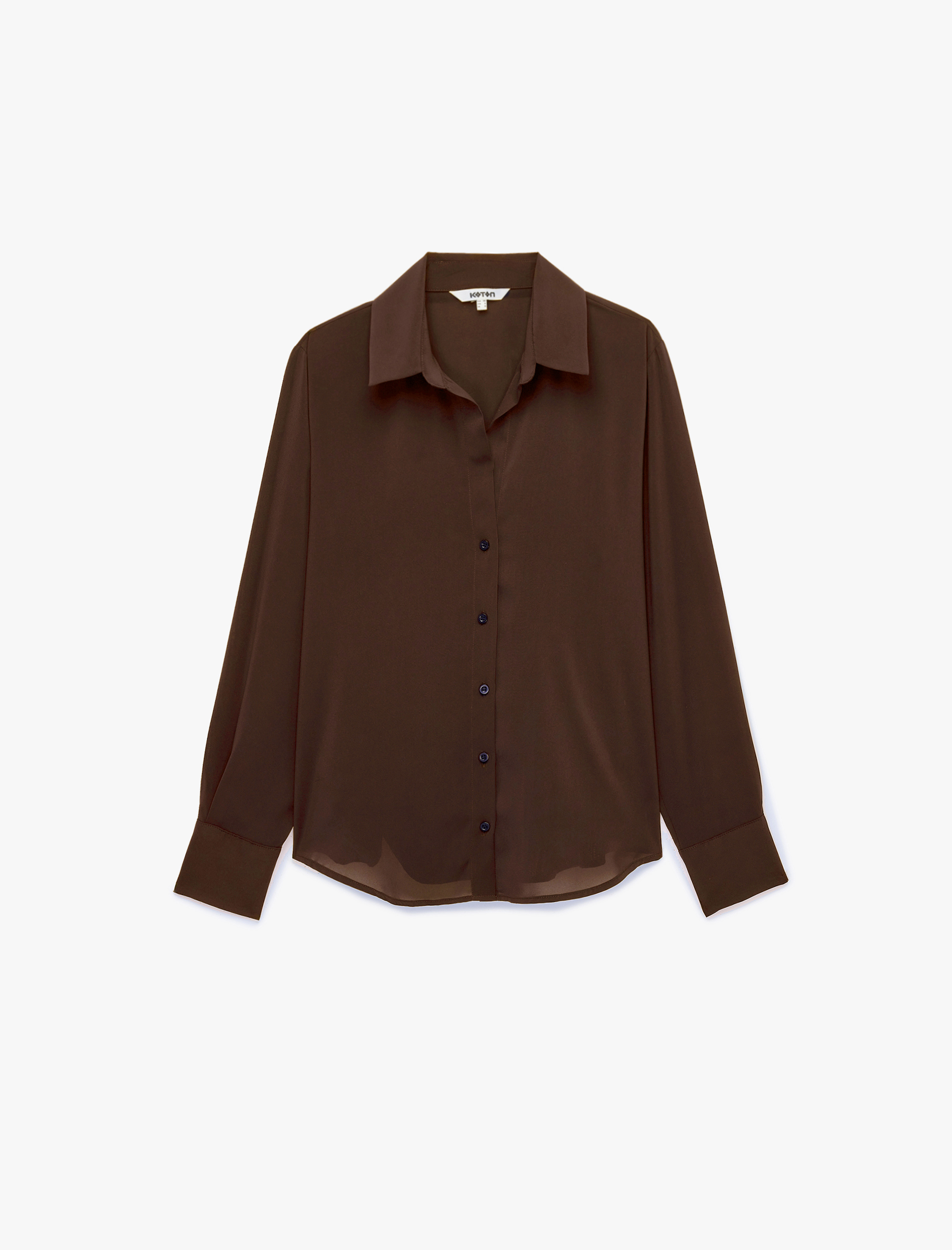   Regular Fit Düğmeli Uzun Kollu Şifon Gömlek