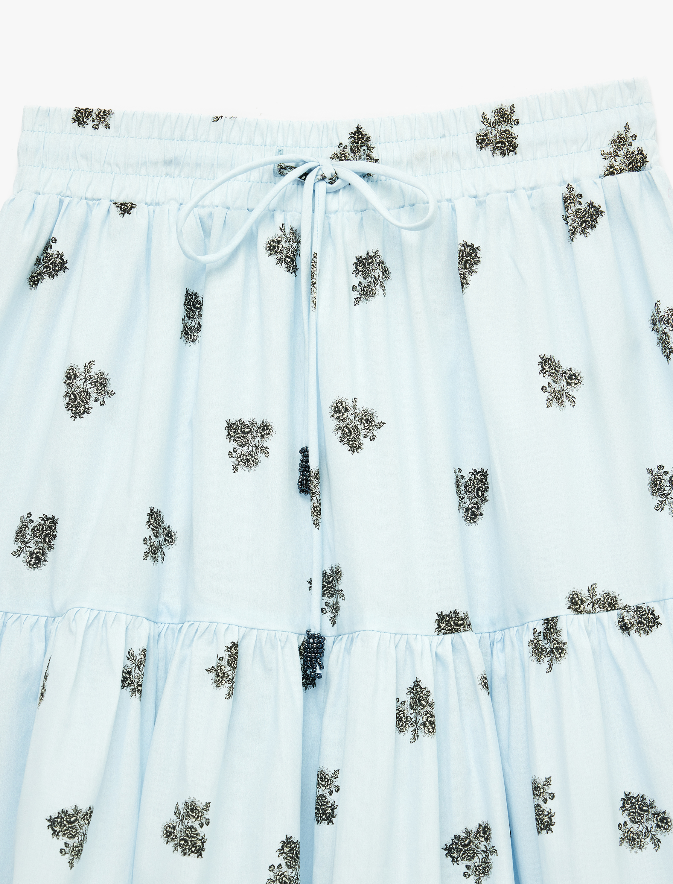   Pamuklu Katlı Kloş Tam Daire Uzun Çiçekli Poplin Etek