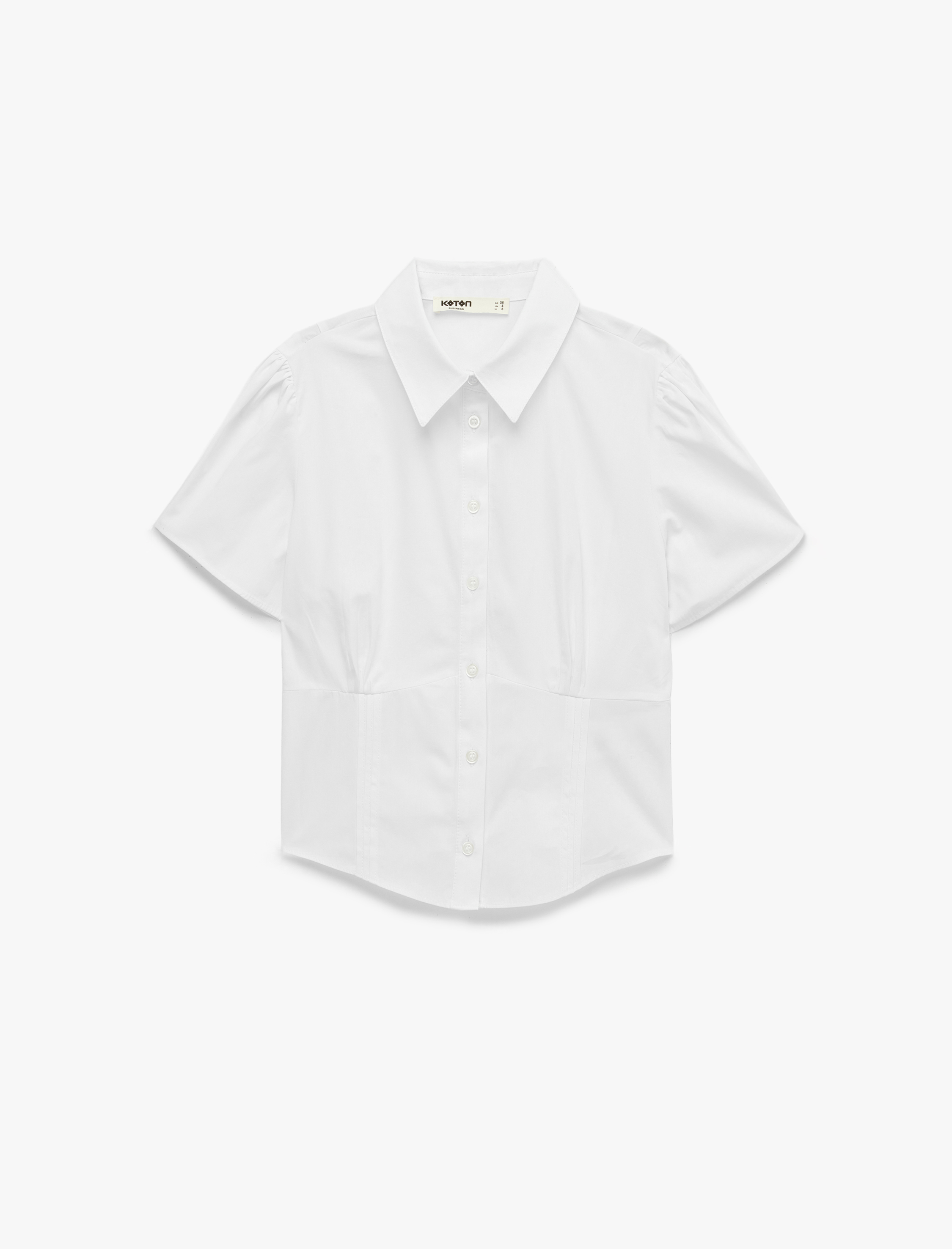   Pamuklu Düğmeli Klasik Yaka Slim Fit Kısa Kollu Gömlek