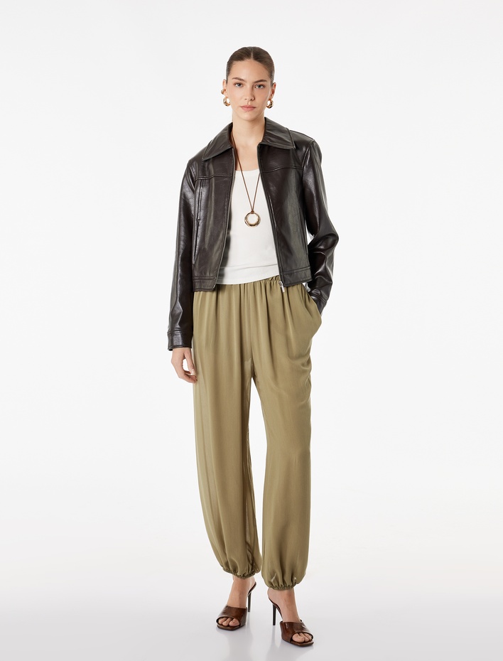  Viskon Kumaş Normal Bel Lastikli Dökümlü Şalvar Pantolon