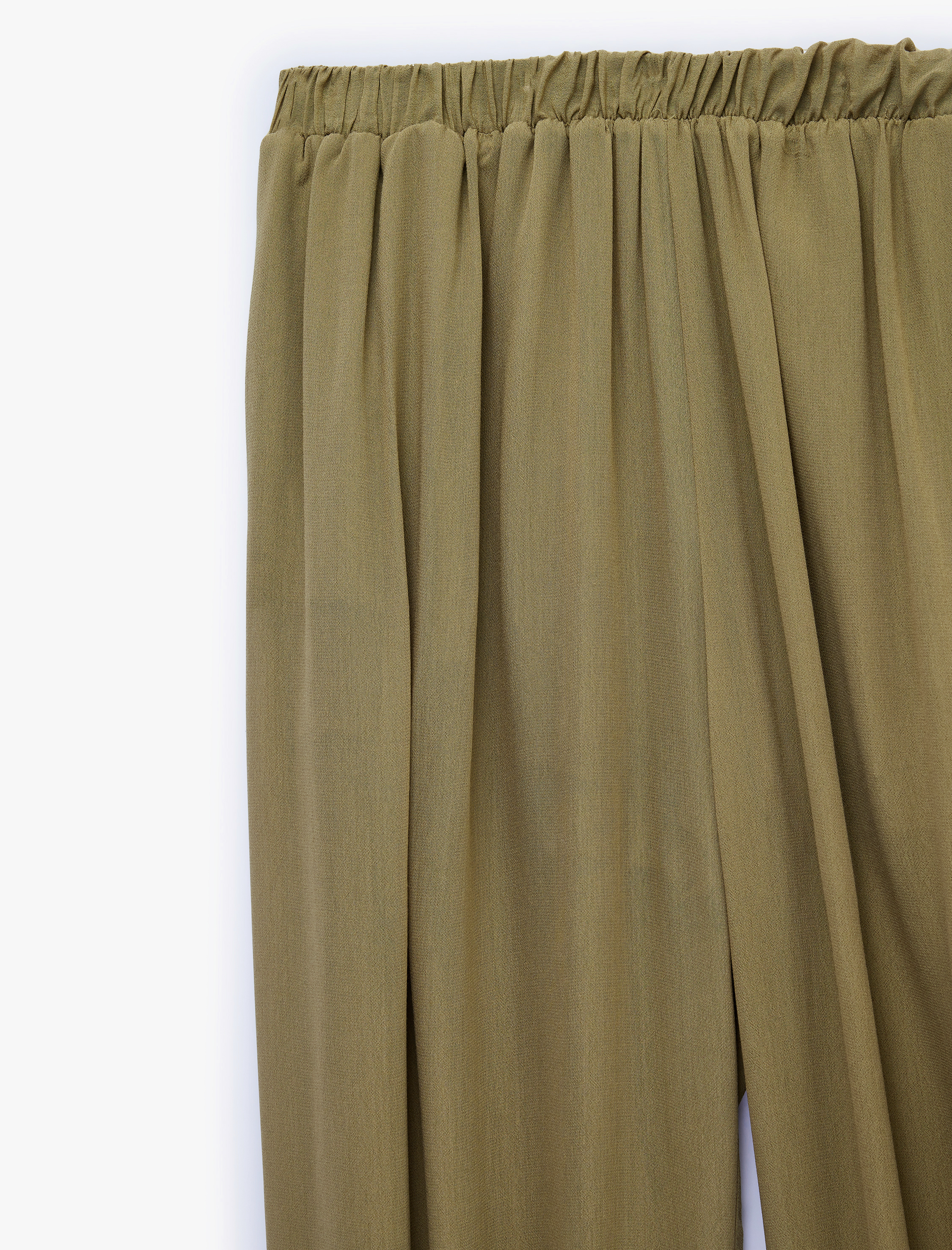   Viskon Kumaş Normal Bel Lastikli Dökümlü Şalvar Pantolon