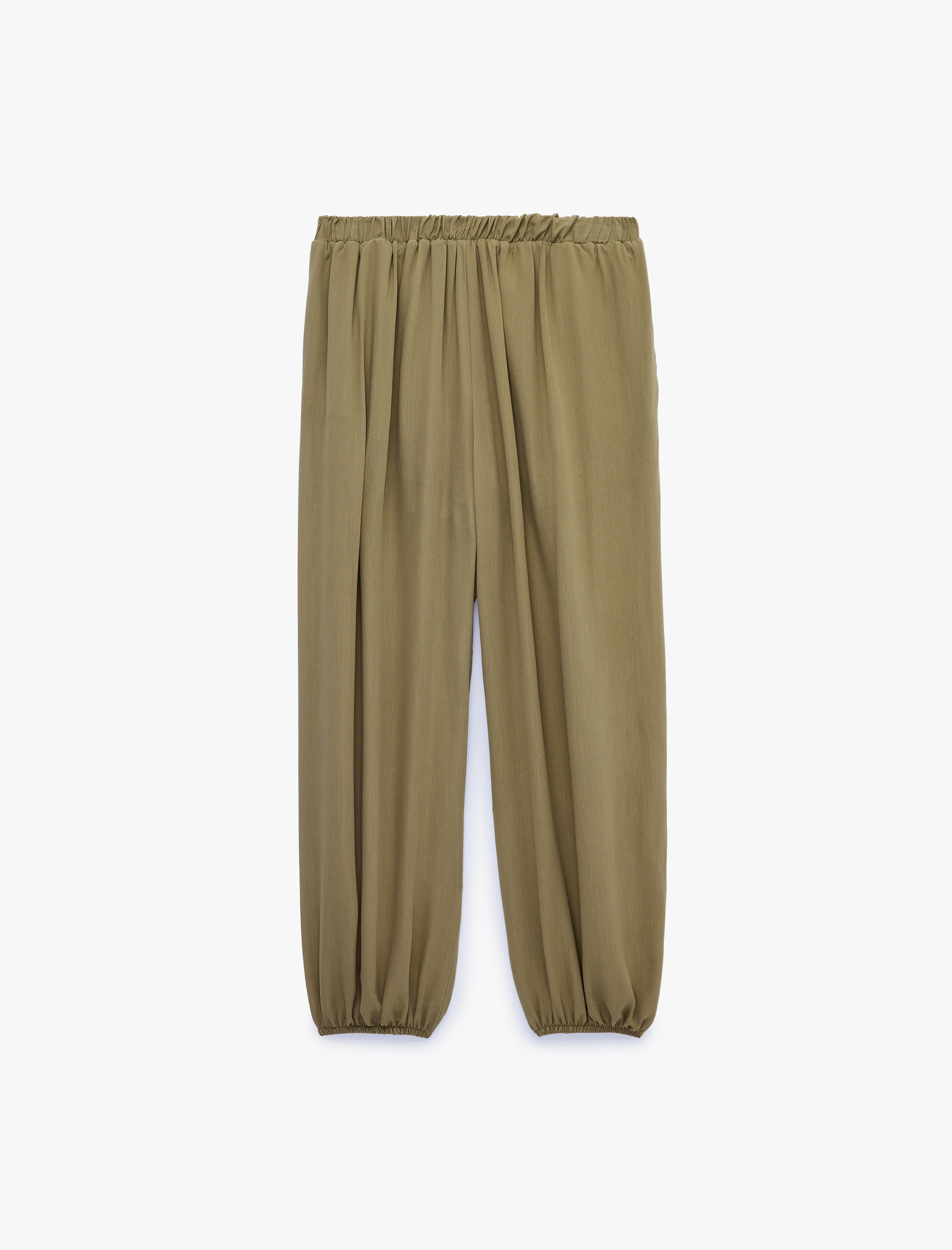   Viskon Kumaş Normal Bel Lastikli Dökümlü Şalvar Pantolon