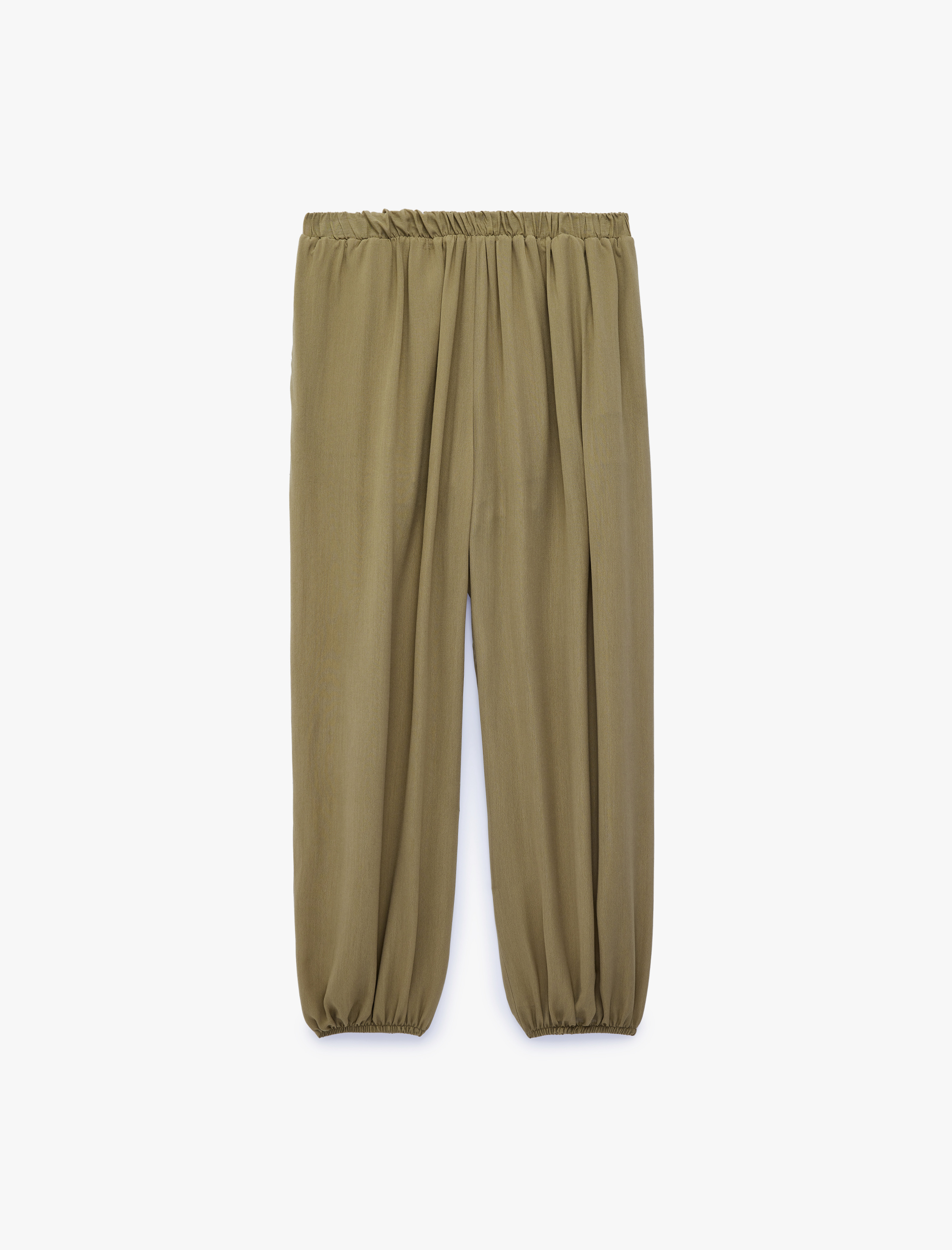   Viskon Kumaş Normal Bel Lastikli Dökümlü Şalvar Pantolon