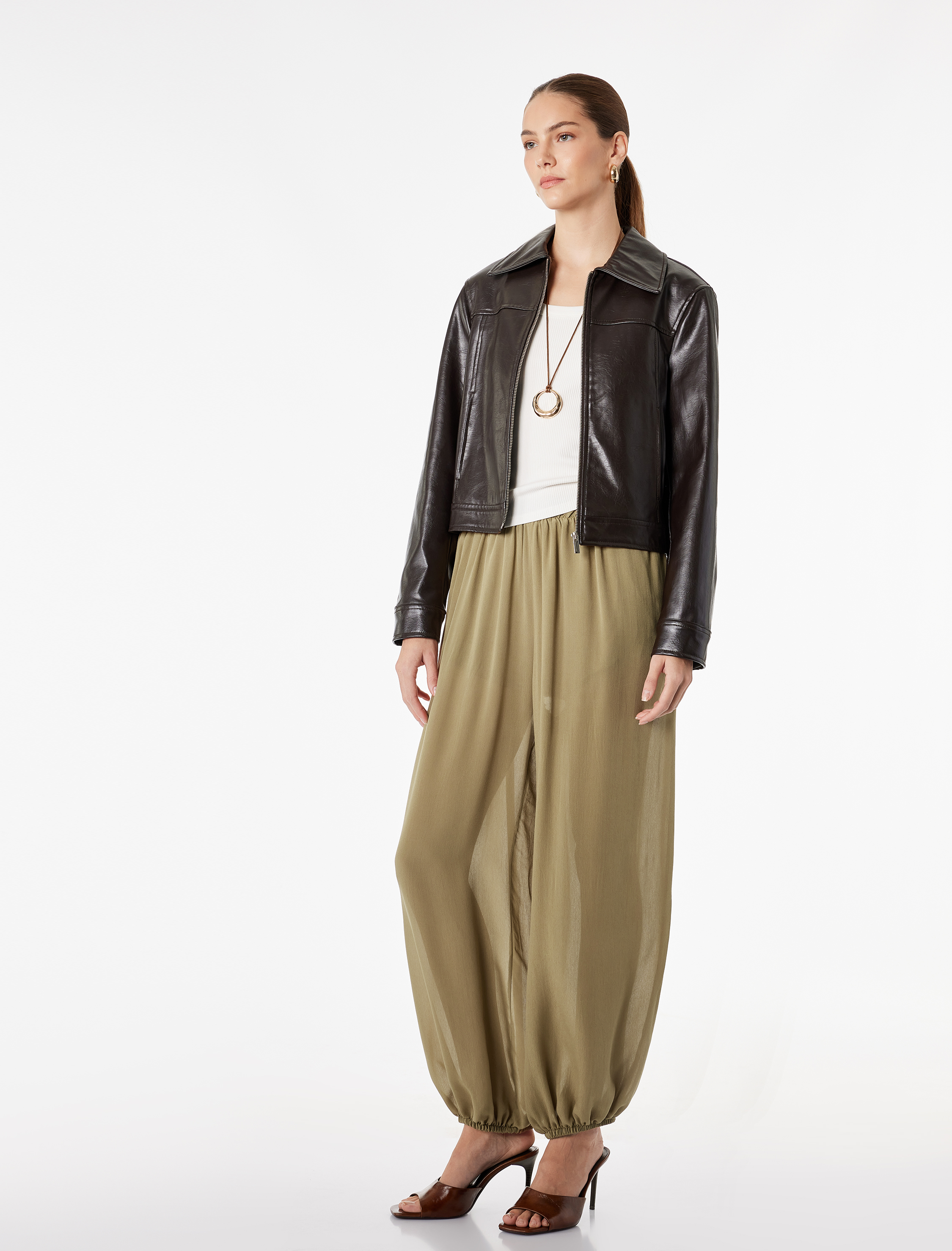   Viskon Kumaş Normal Bel Lastikli Dökümlü Şalvar Pantolon