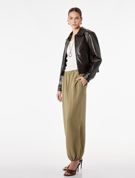 Viskon Kumaş Normal Bel Lastikli Dökümlü Şalvar Pantolon