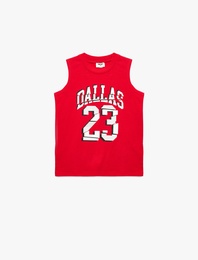 Bisiklet Yaka Kolsuz Pamuklu Baskılı Atlet