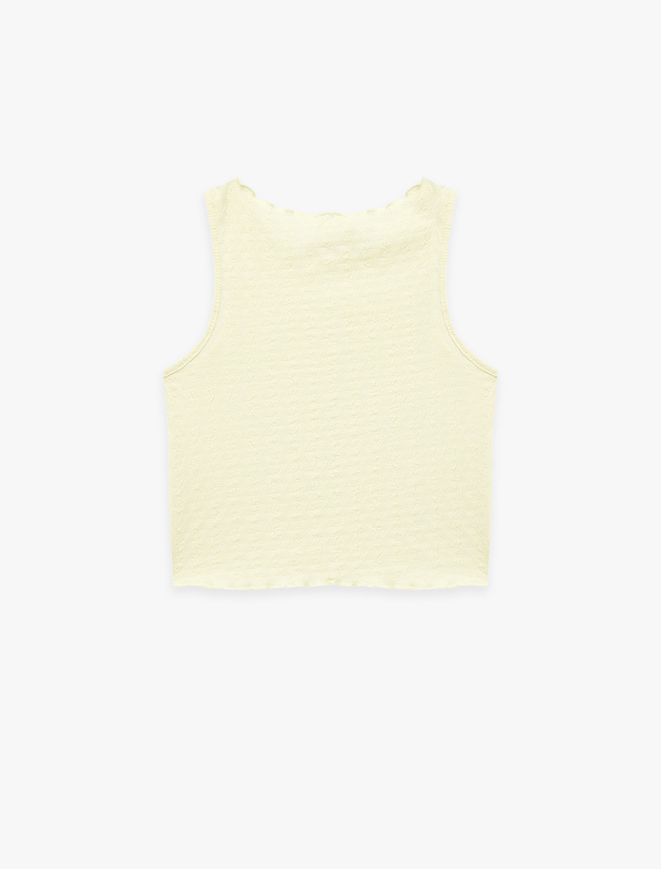  Kız Çocuk Kolsuz Bürümcük Fırfır Detaylı Bisiklet Yaka Crop Atlet