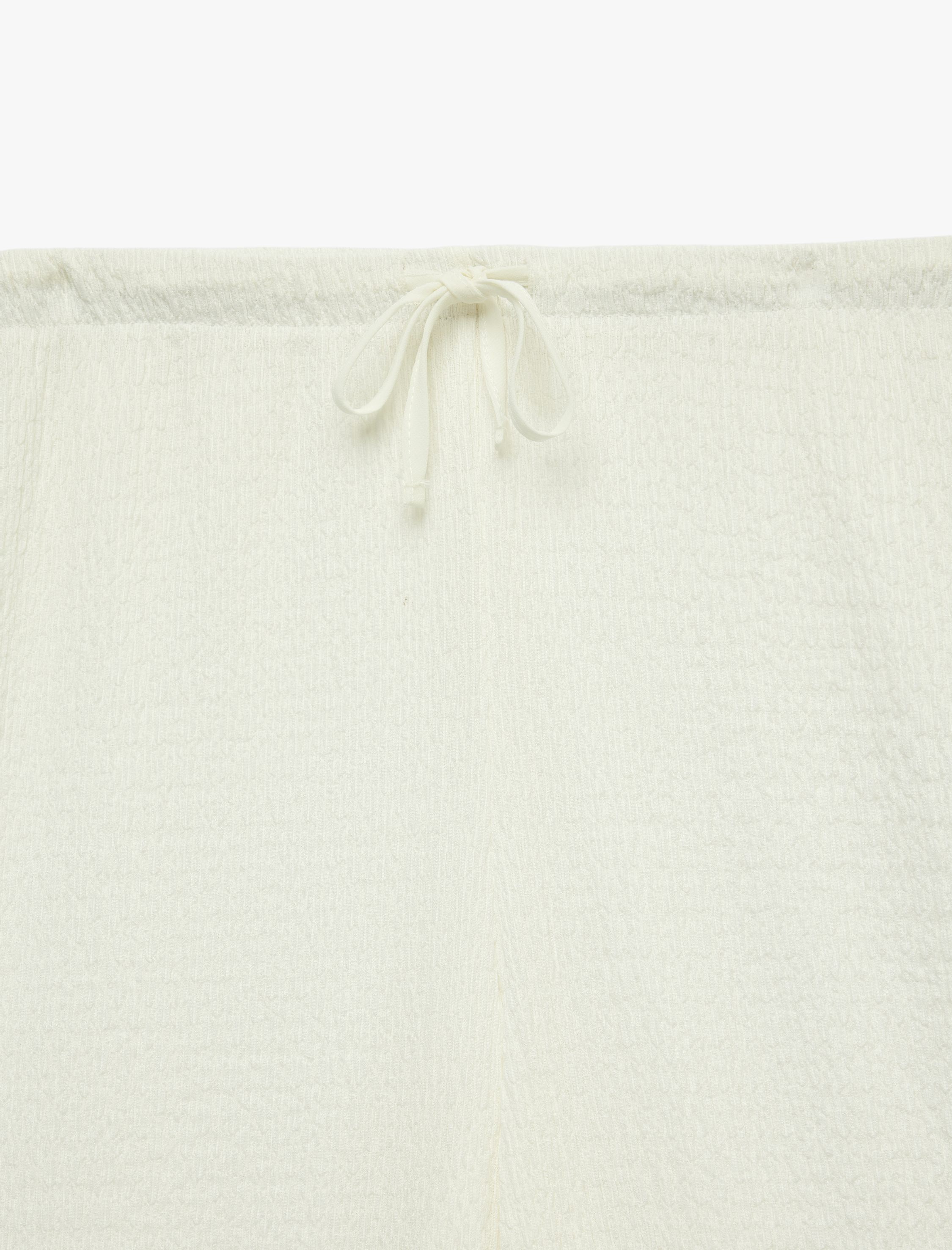   Beli Bağcıklı Bürümcük Kumaş Geniş Paça Pantolon