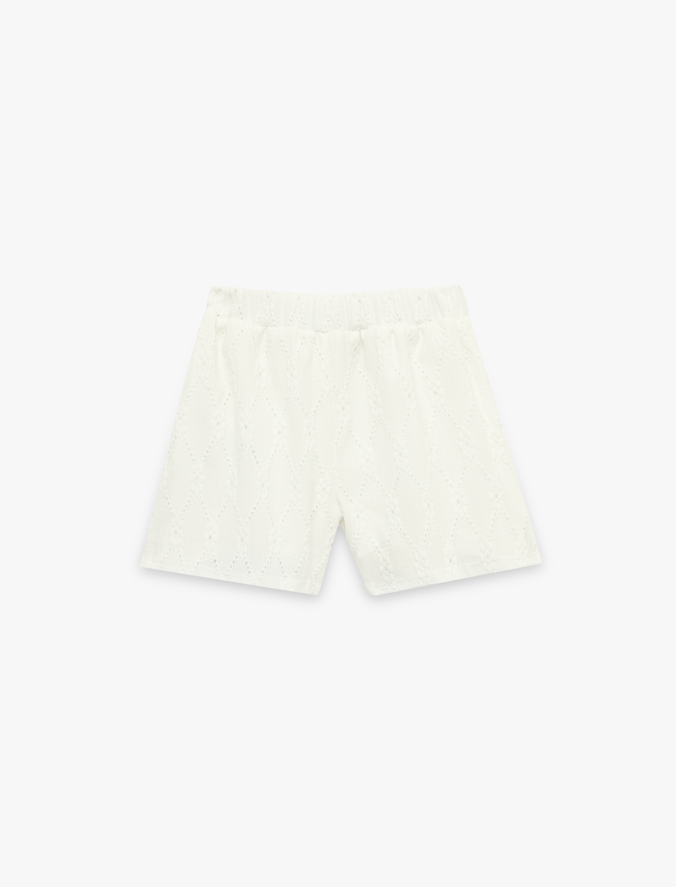  Kız Çocuk Brode Beli Lastikli Şort