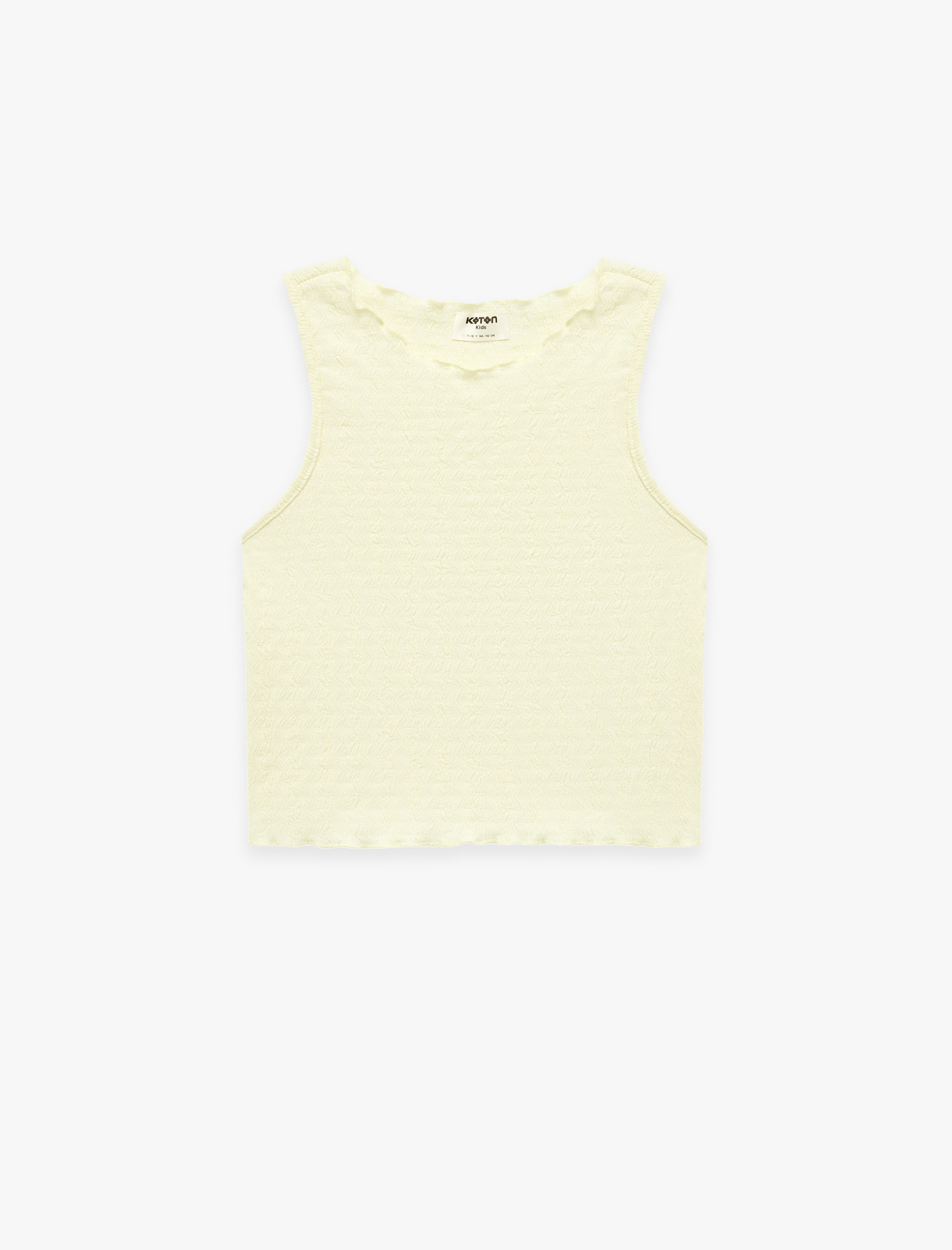  Kız Çocuk Kolsuz Bürümcük Fırfır Detaylı Bisiklet Yaka Crop Atlet