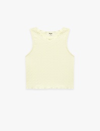 Kolsuz Bürümcük Fırfır Detaylı Bisiklet Yaka Crop Atlet