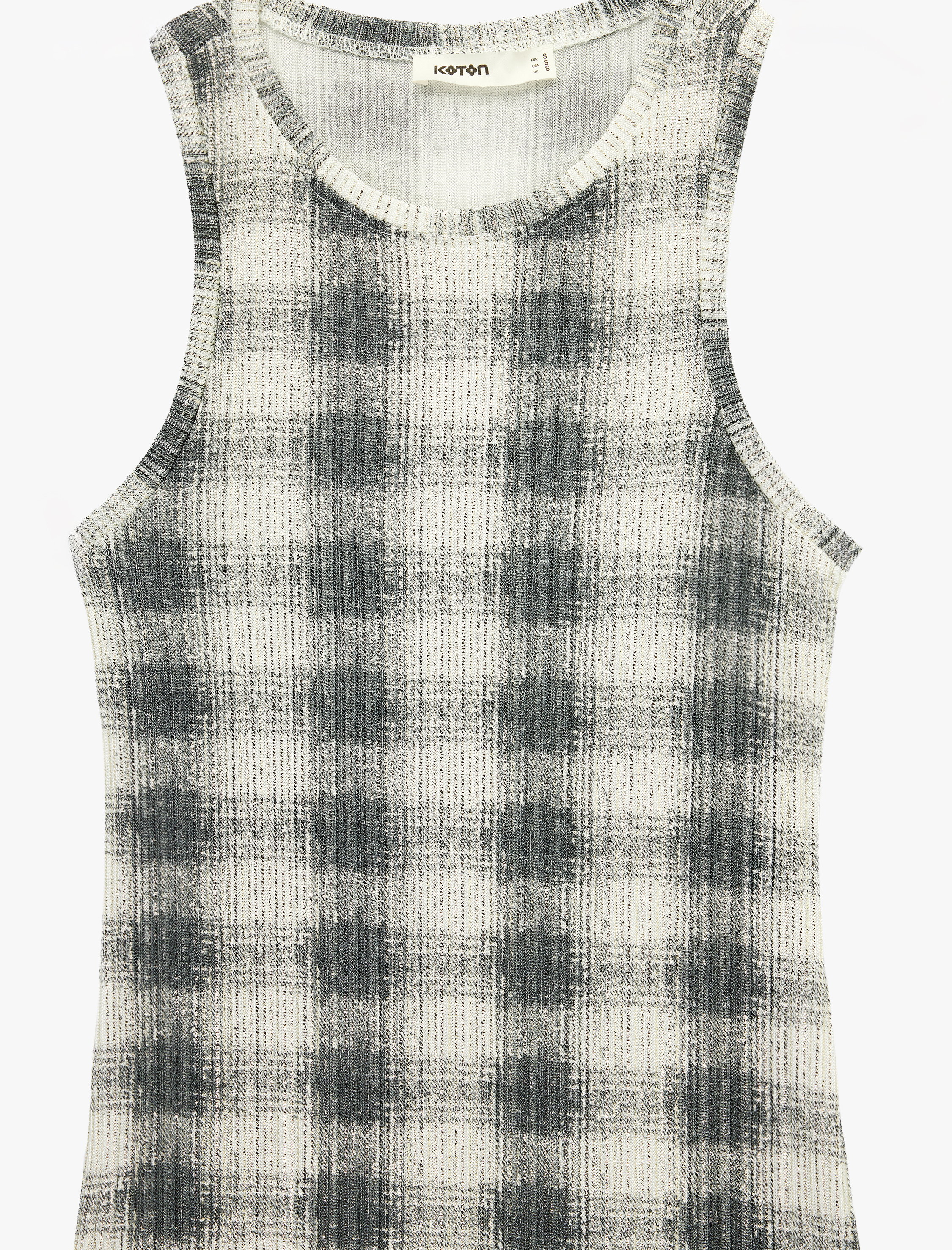   Slim Fit Bisiklet Yaka Midi Boy Ekose Bodycon Elbise