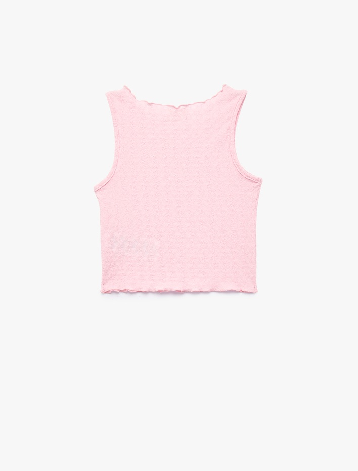 Kız Çocuk Kolsuz Bürümcük Fırfır Detaylı Bisiklet Yaka Crop Atlet