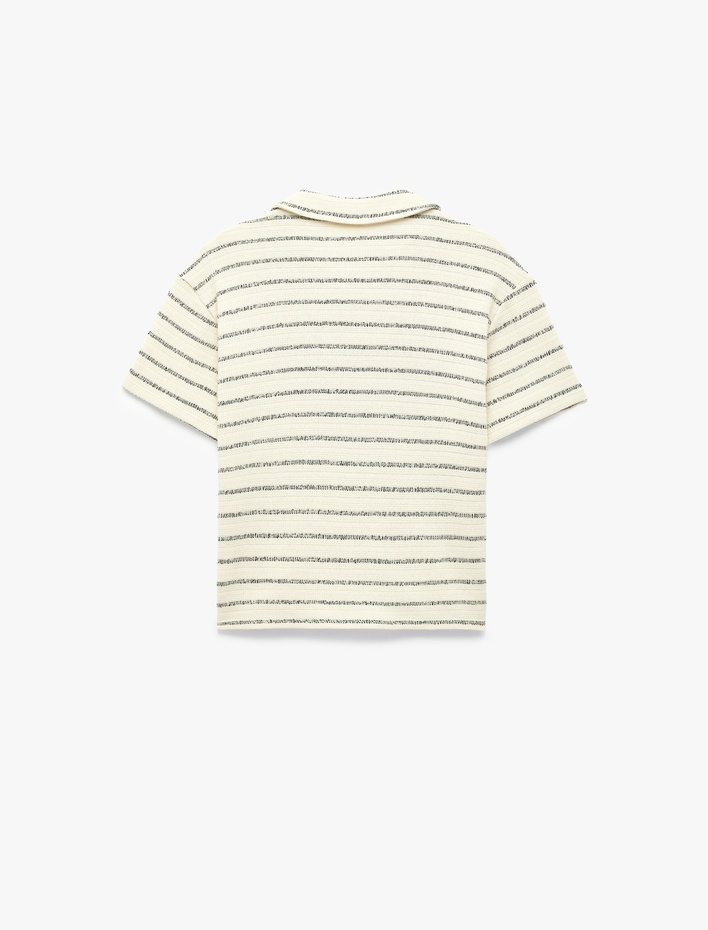 Erkek Çocuk Polo Yaka Kısa Kollu Pamuklu Çizgili Tişört