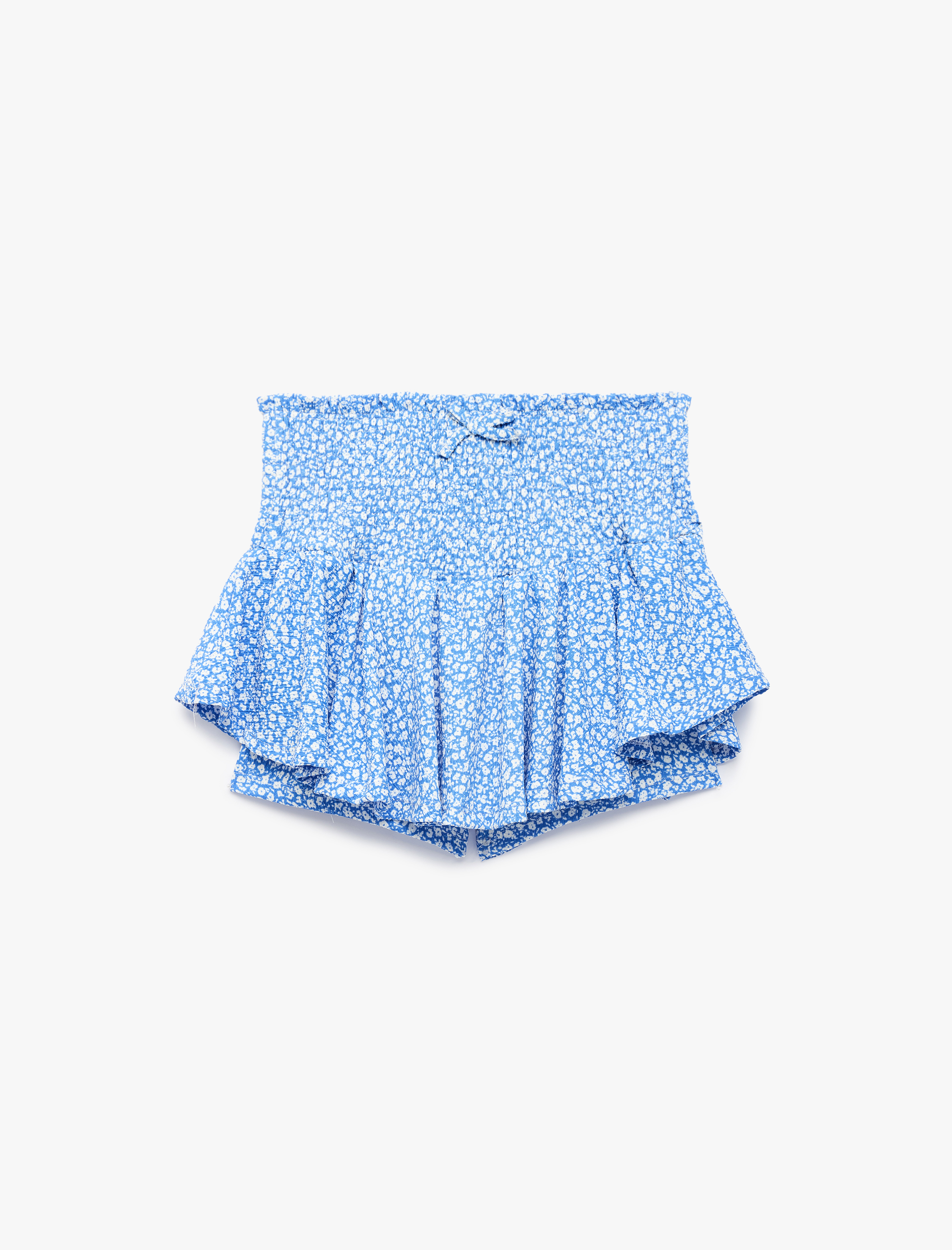  Kız Çocuk Fiyonklu Gipeli Bürümcük Çiçekli Şort Etek