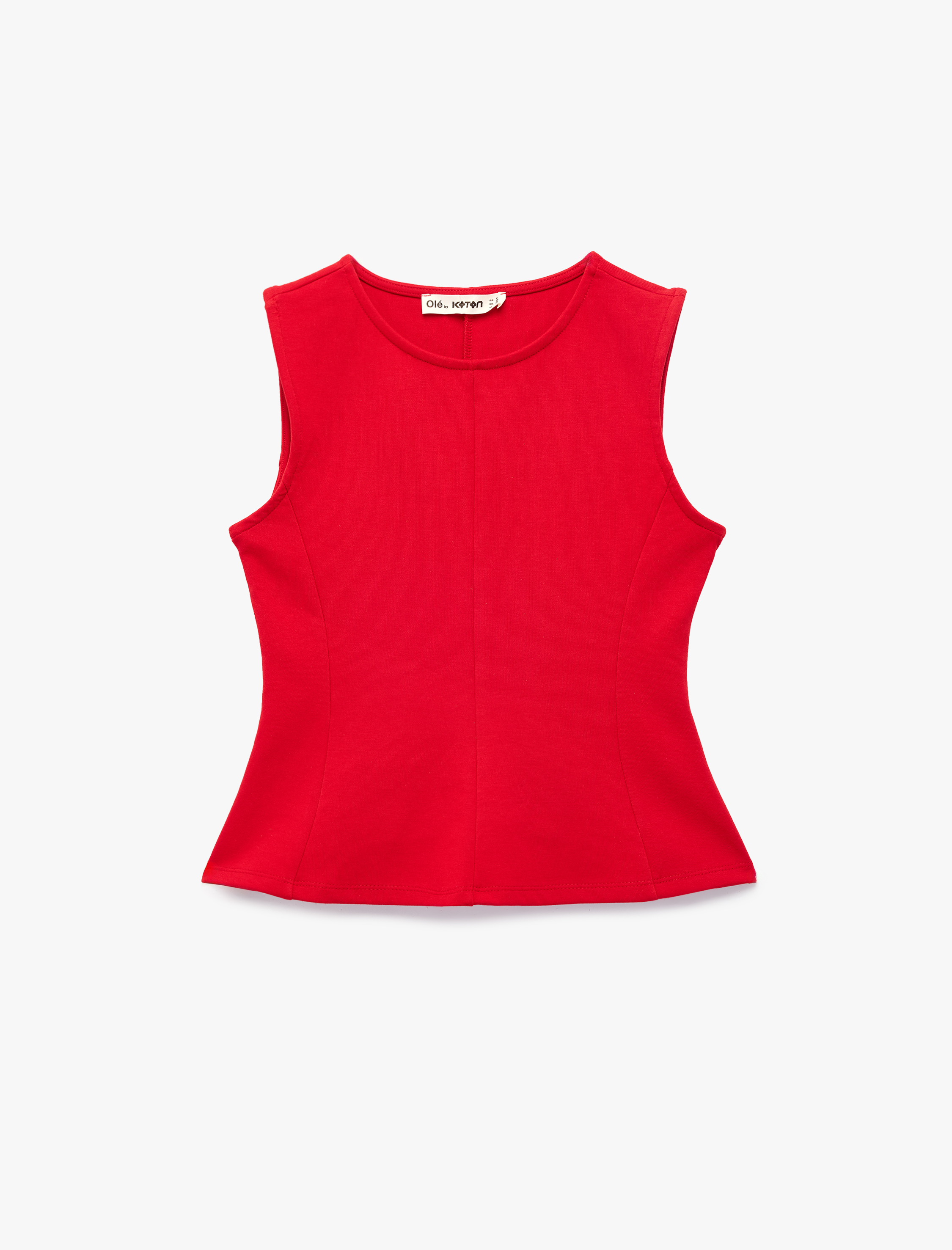   Pamuklu Slim Fit Kolsuz Bisiklet Yaka Bluz