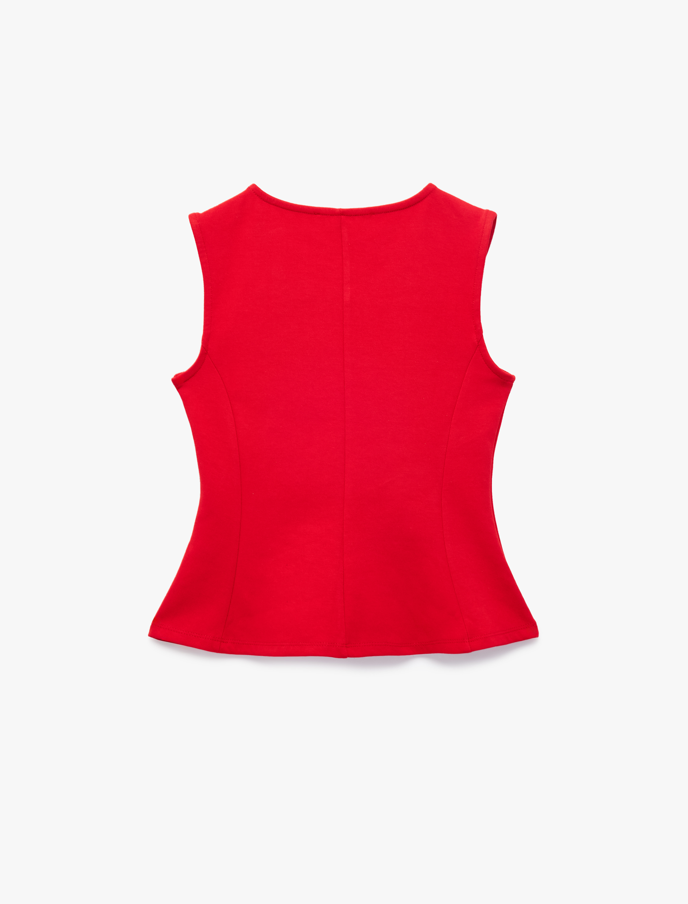   Pamuklu Slim Fit Kolsuz Bisiklet Yaka Bluz