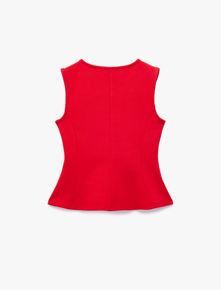  Pamuklu Slim Fit Kolsuz Bisiklet Yaka Bluz