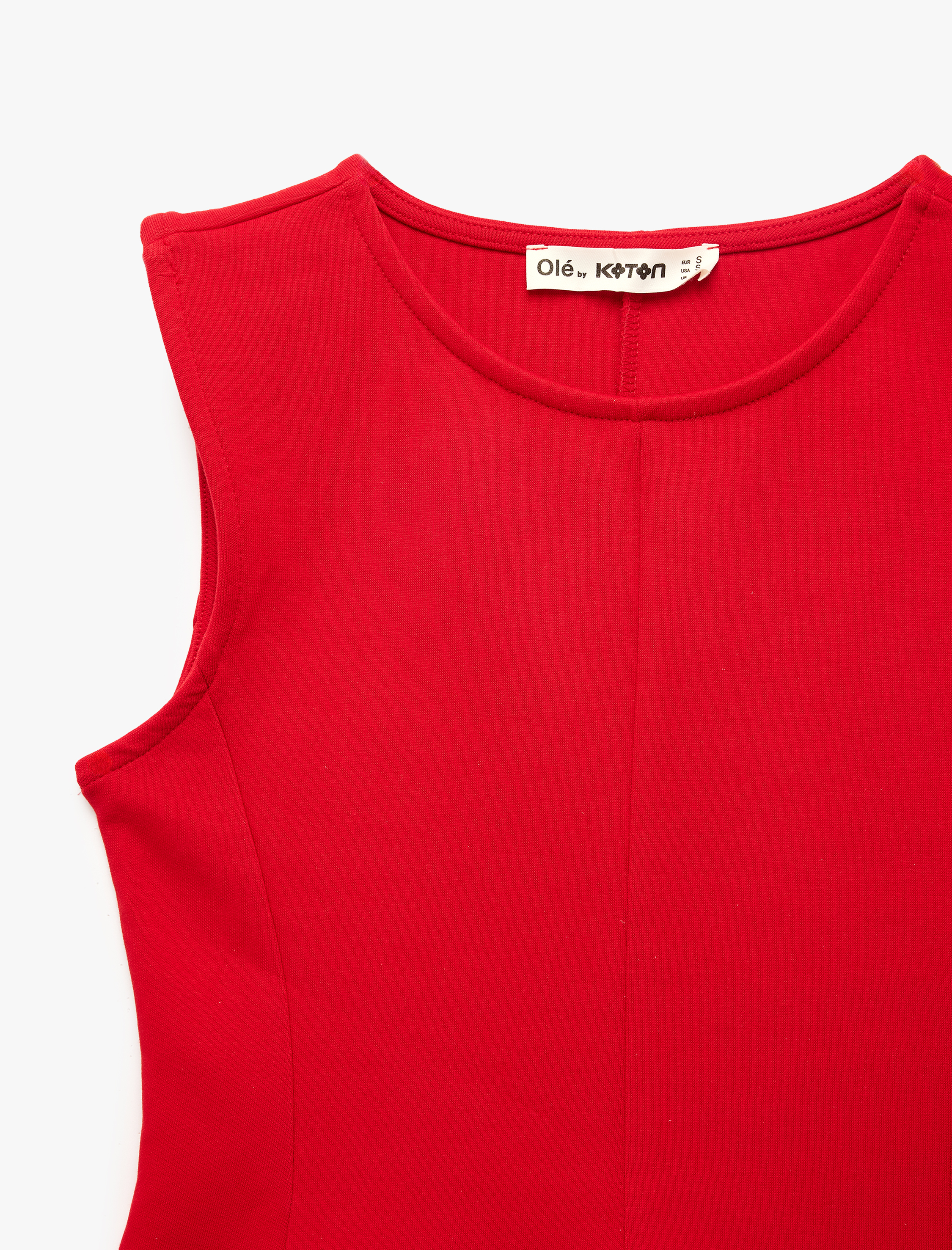   Pamuklu Slim Fit Kolsuz Bisiklet Yaka Bluz