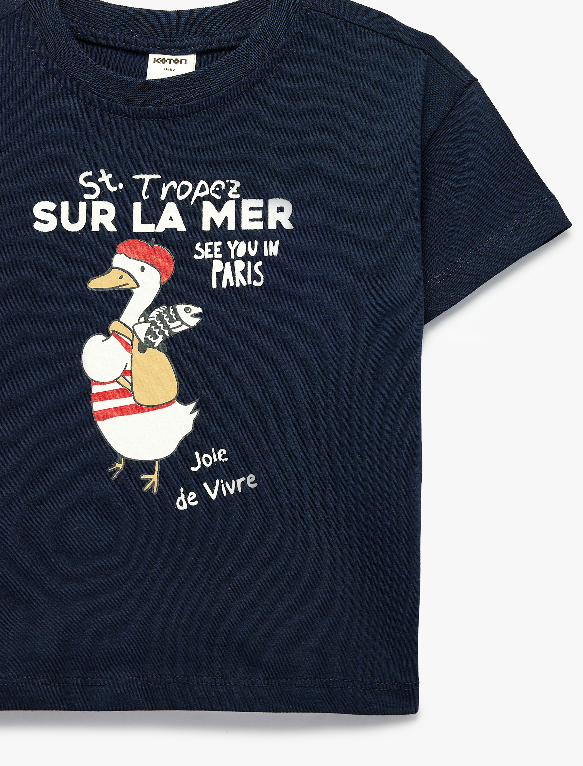  Erkek Bebek Pamuklu Bisiklet Yaka Kısa Kollu Baskılı Tişört