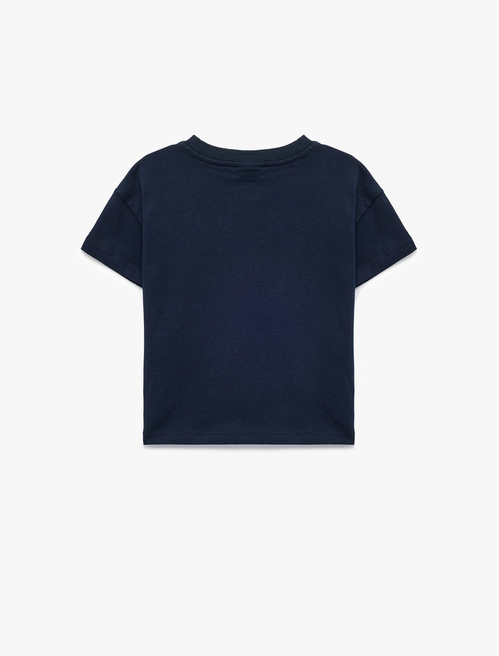 Erkek Bebek Pamuklu Bisiklet Yaka Kısa Kollu Baskılı Tişört