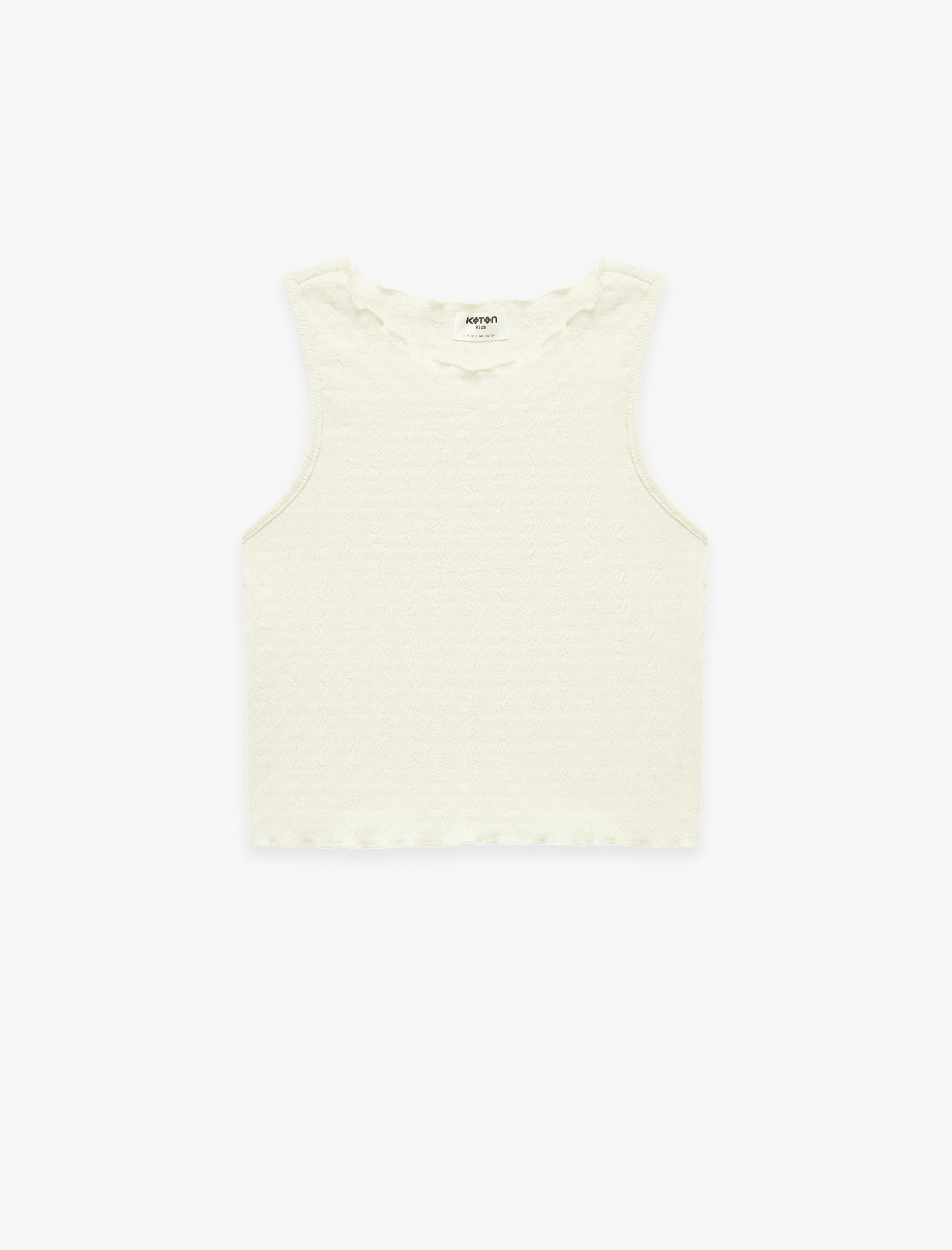  Kız Çocuk Kolsuz Bürümcük Fırfır Detaylı Bisiklet Yaka Crop Atlet