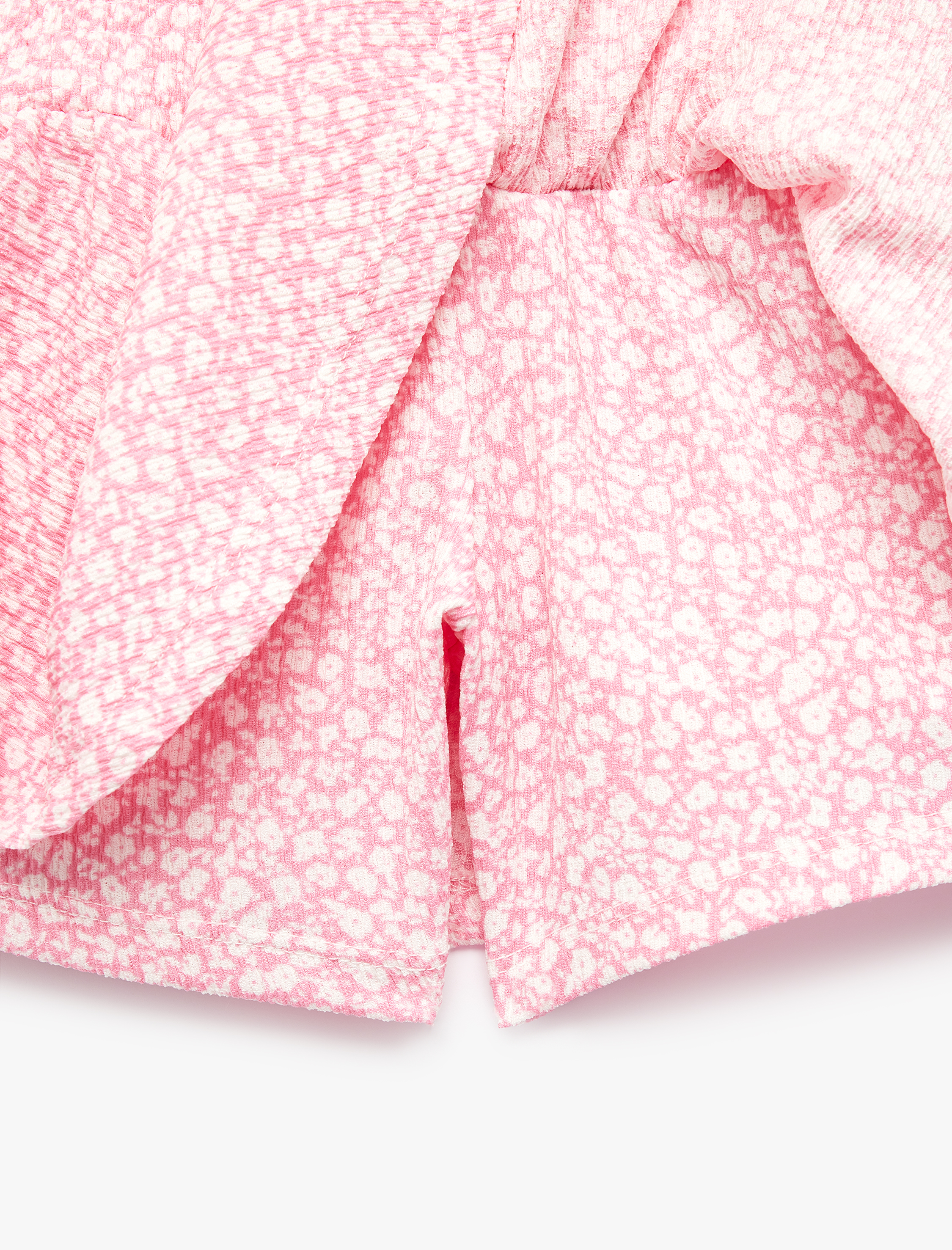  Kız Çocuk Fiyonklu Gipeli Bürümcük Çiçekli Şort Etek